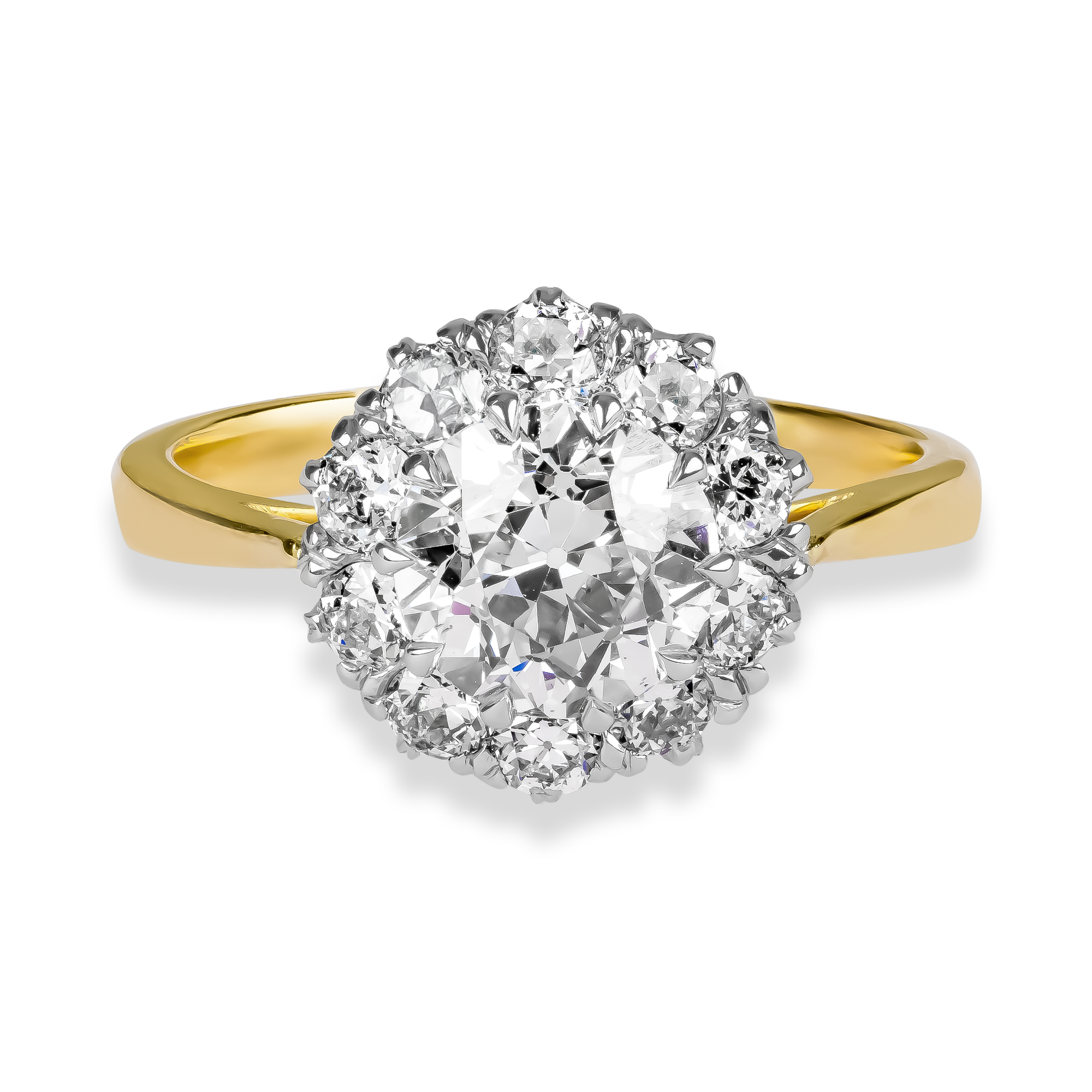 Coronet Old Cut 1.36ct Diamond Cluster Ring Old Cut, Claw Set_2