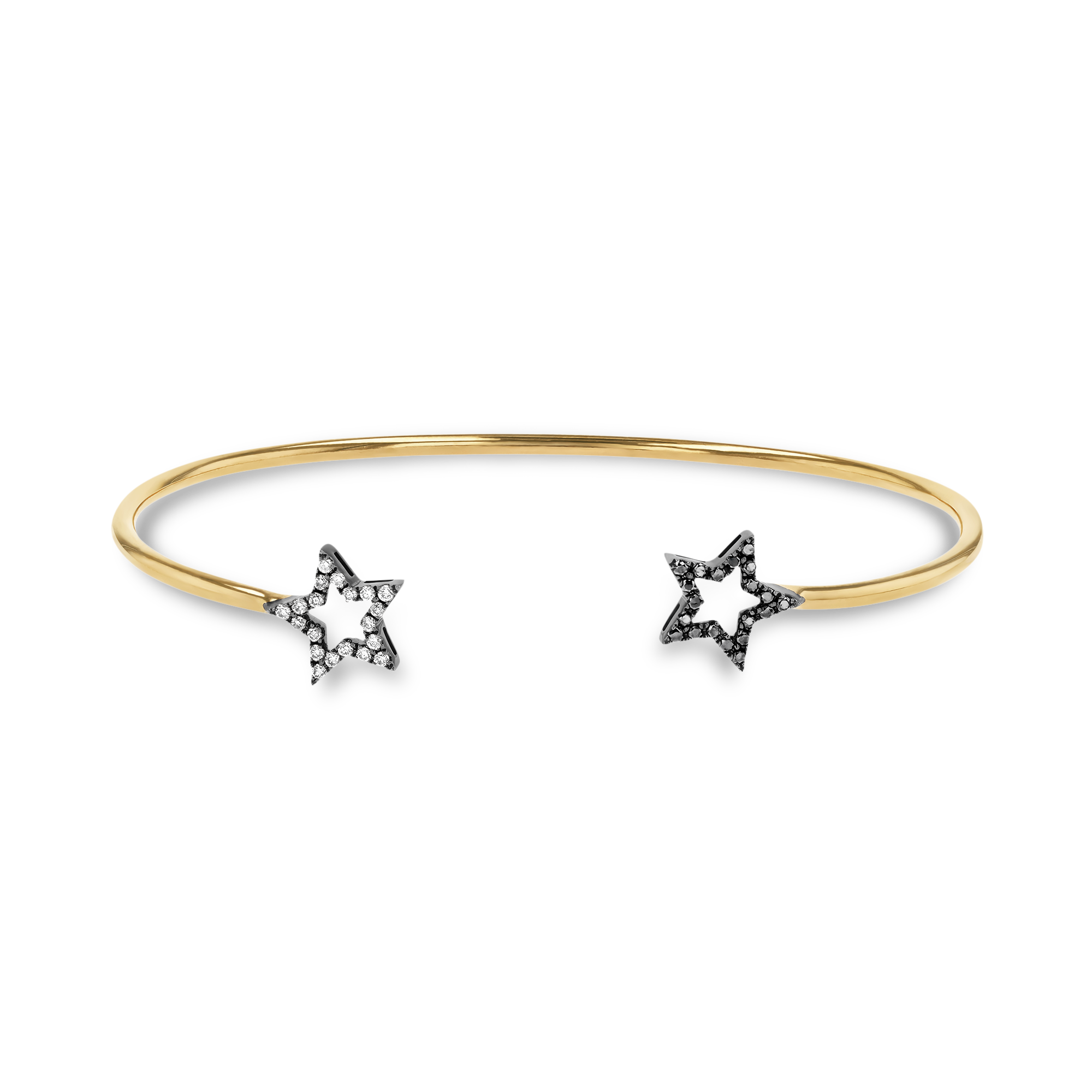 Rosa De La Cruz Star Black and Brown Diamond Bangle Brilliant Cut, Pavé Set_1