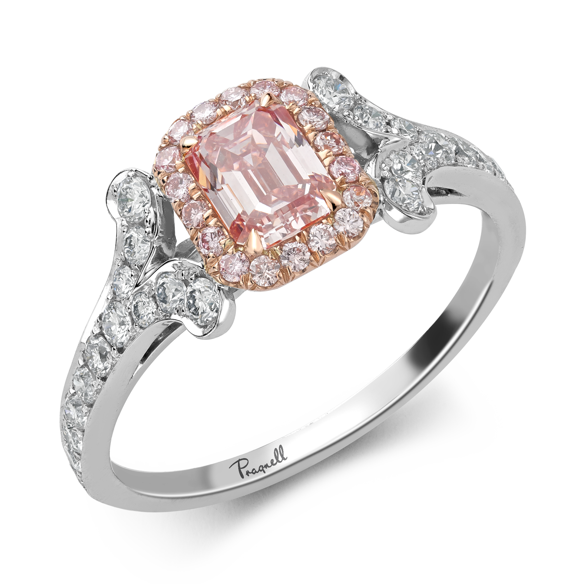 Masterpiece Cléo 0.63ct Fancy Intense Pink Diamond Cluster Ring Emerald Cut, Claw Set_1