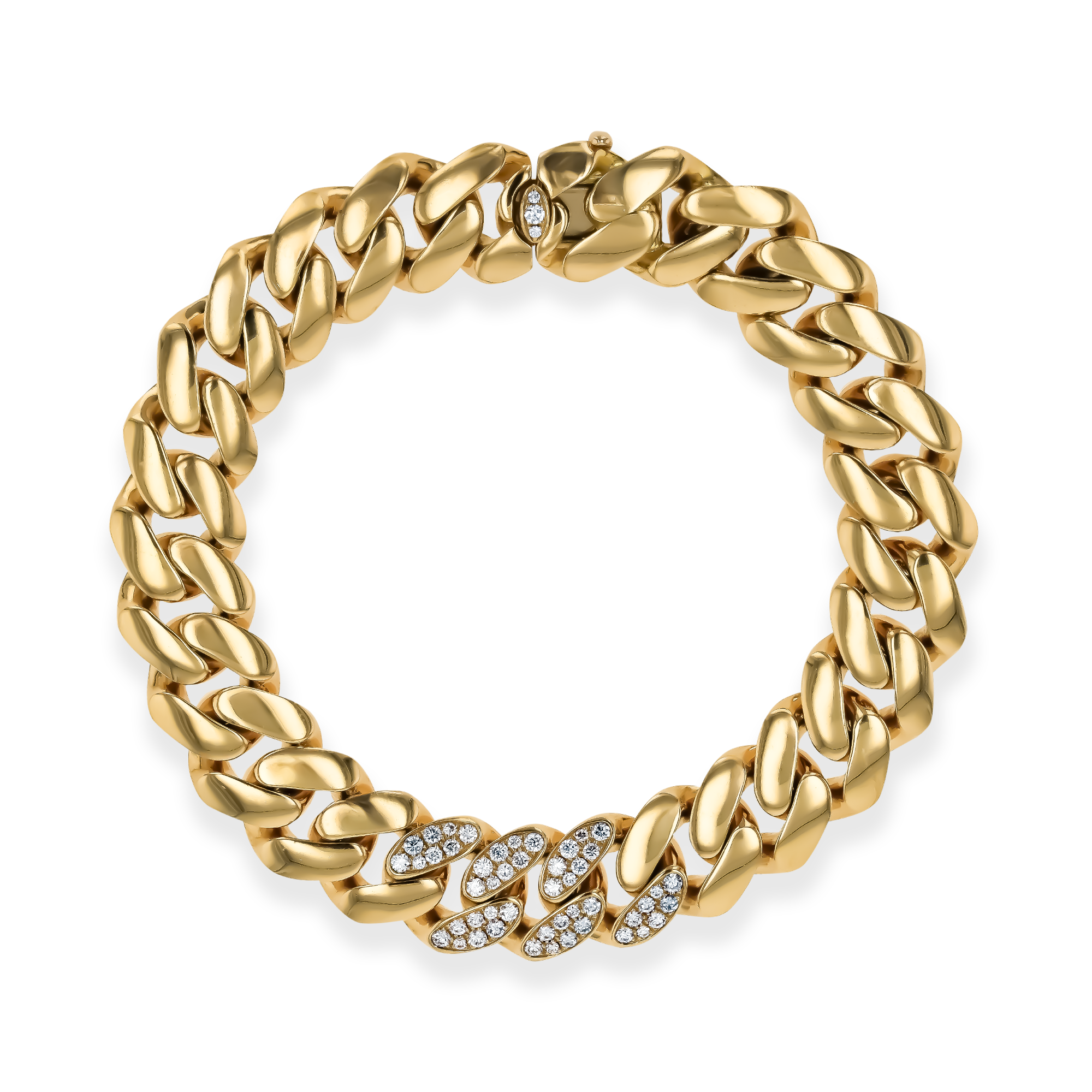 Fusion Polished Curb Link Bracelet (19cm) Brilliant Cut, Pave Set_2