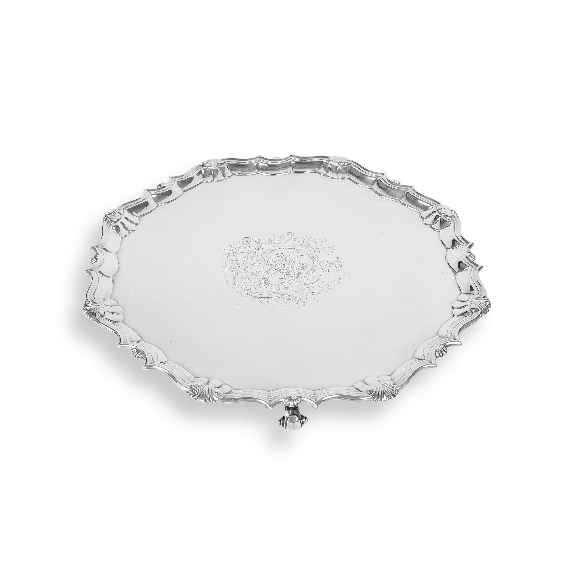 Silver George II Engraved Footed Salver _1