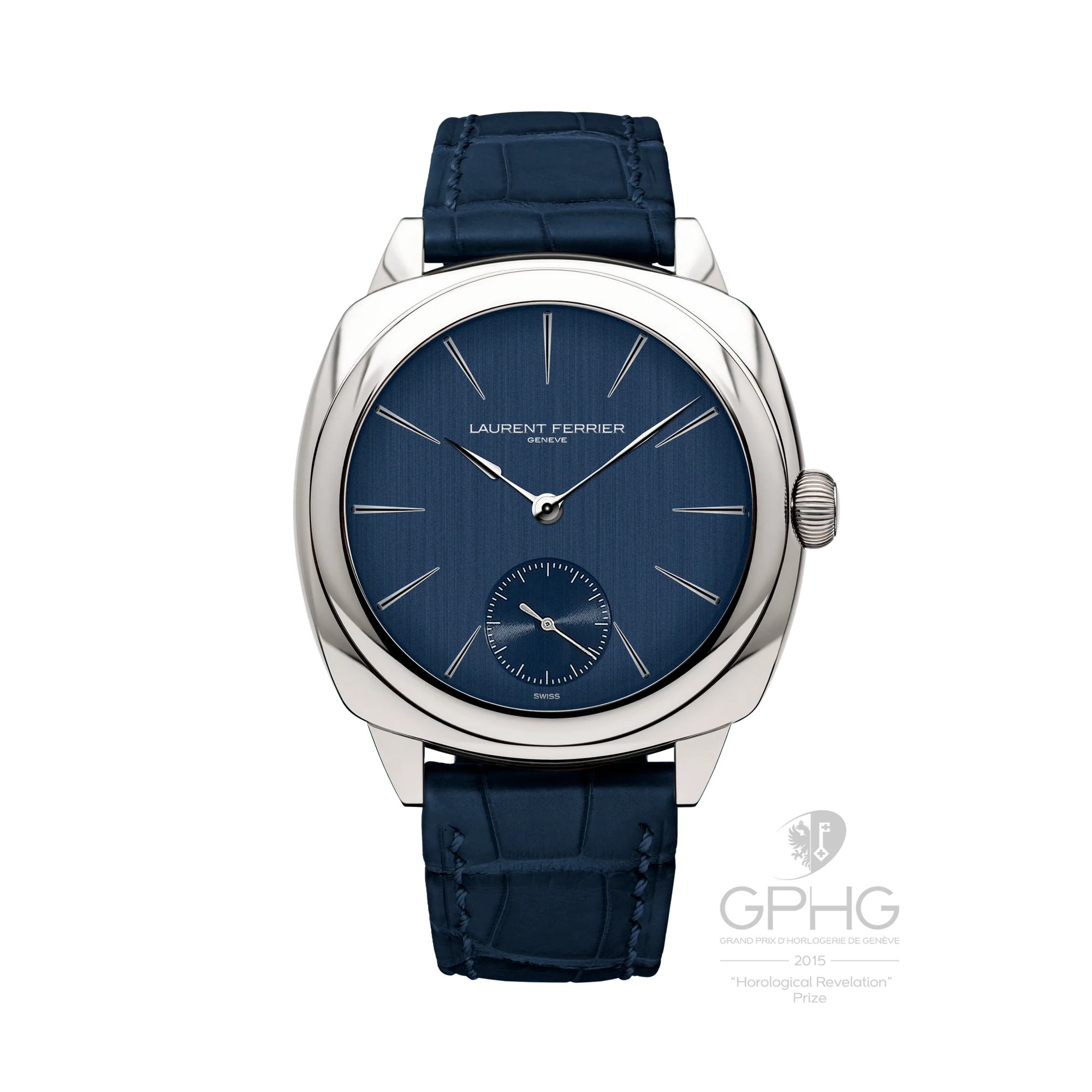 Laurent Ferrier Galet Square Micro-Rotor Blue 41mm, Blue Vertical Satin-brushed Finish, Drop-shaped Indices_1