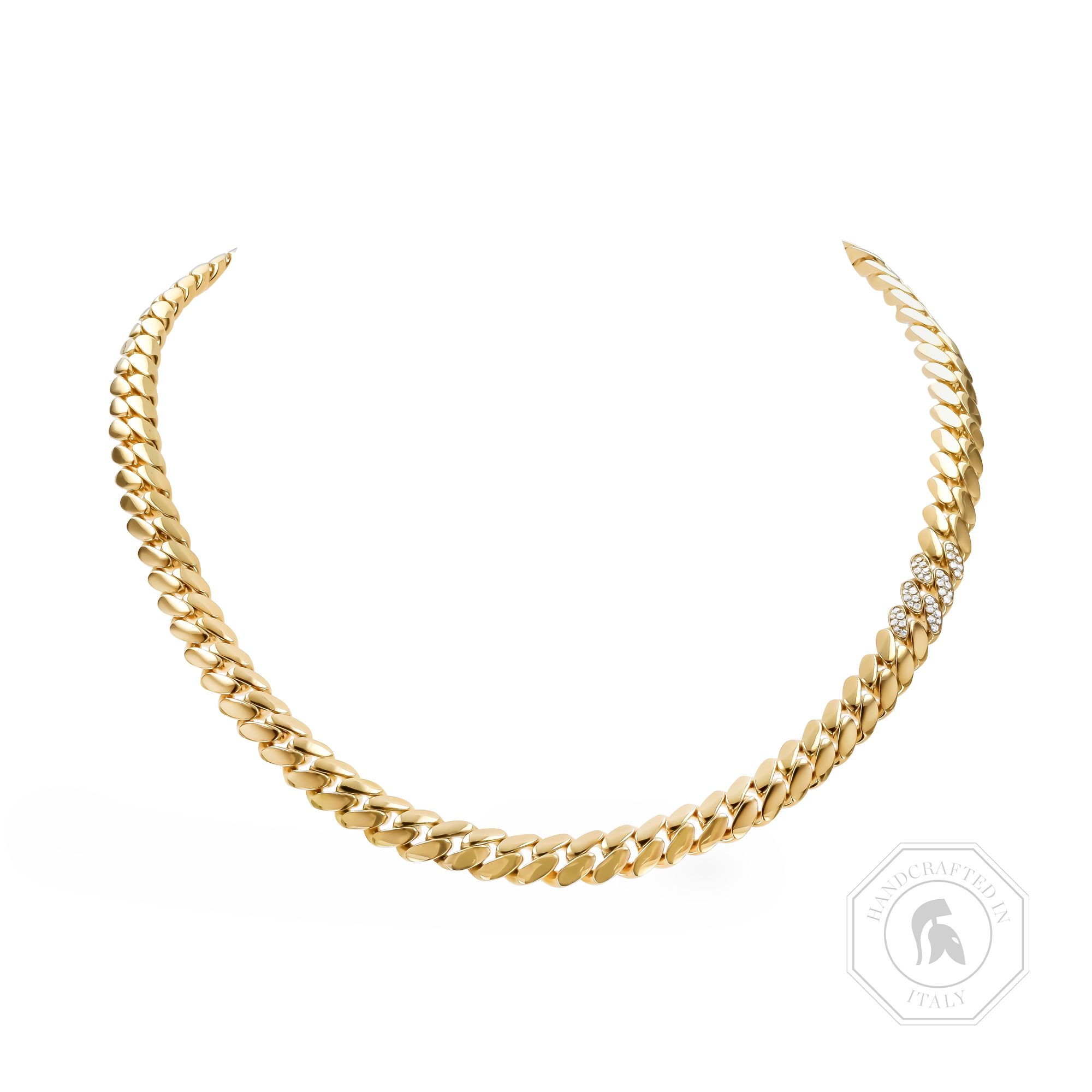 Fusion Long Polished Curb Link Necklace (43cm) Brilliant Cut, Pave Set_1
