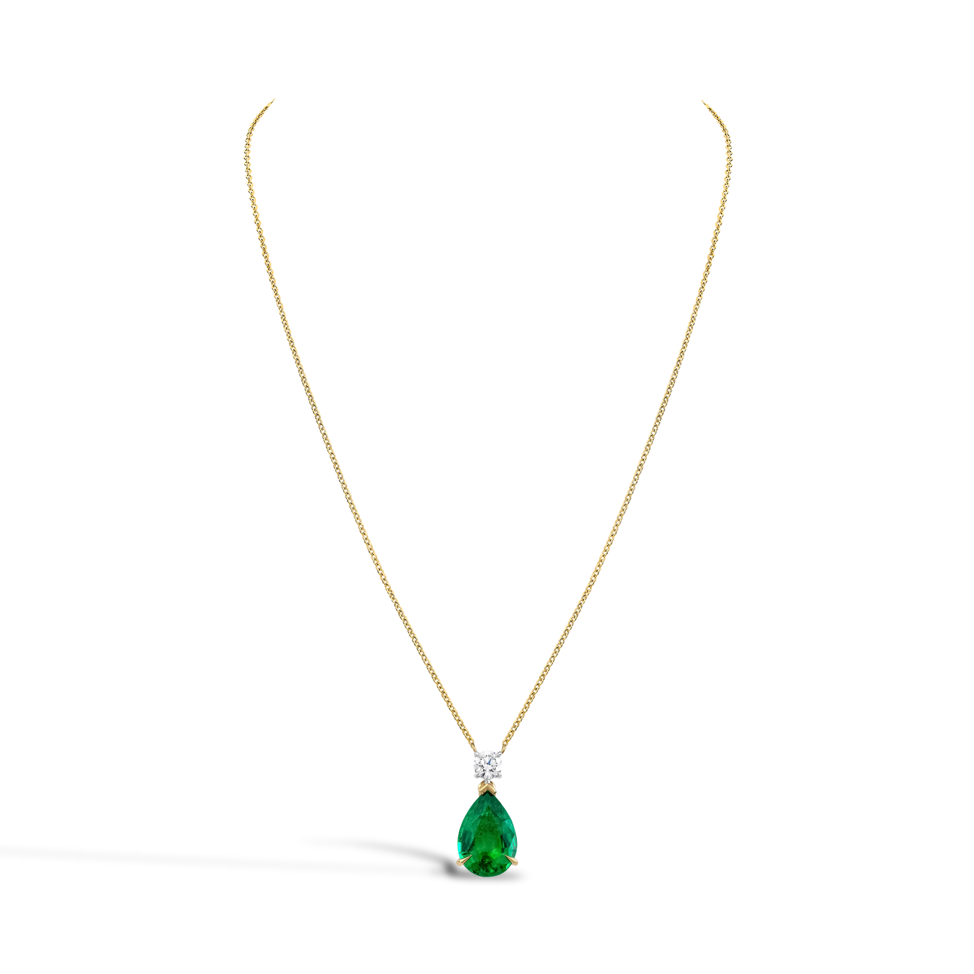 Pear Shaped 1.68ct Zambian Emerald and Diamond Pendant Pear Shape, Claw Set_2