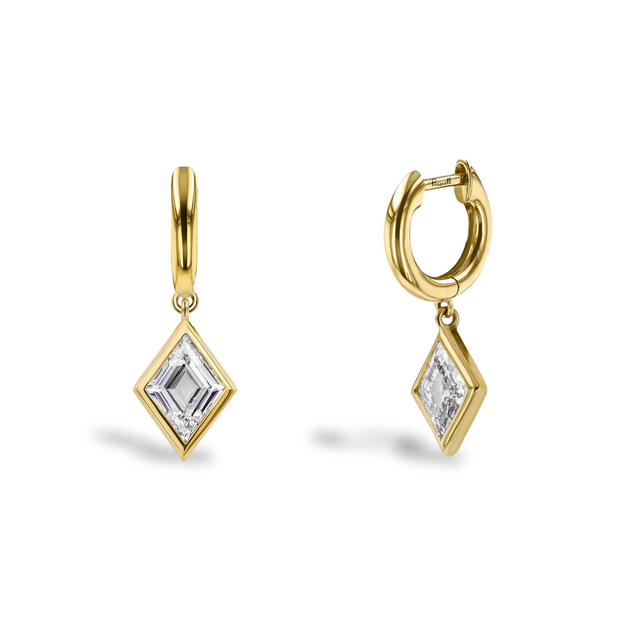 Lozenge Cut 1.27ct Diamond Drop Earrings Lozenge Cut, Rubover Set_1