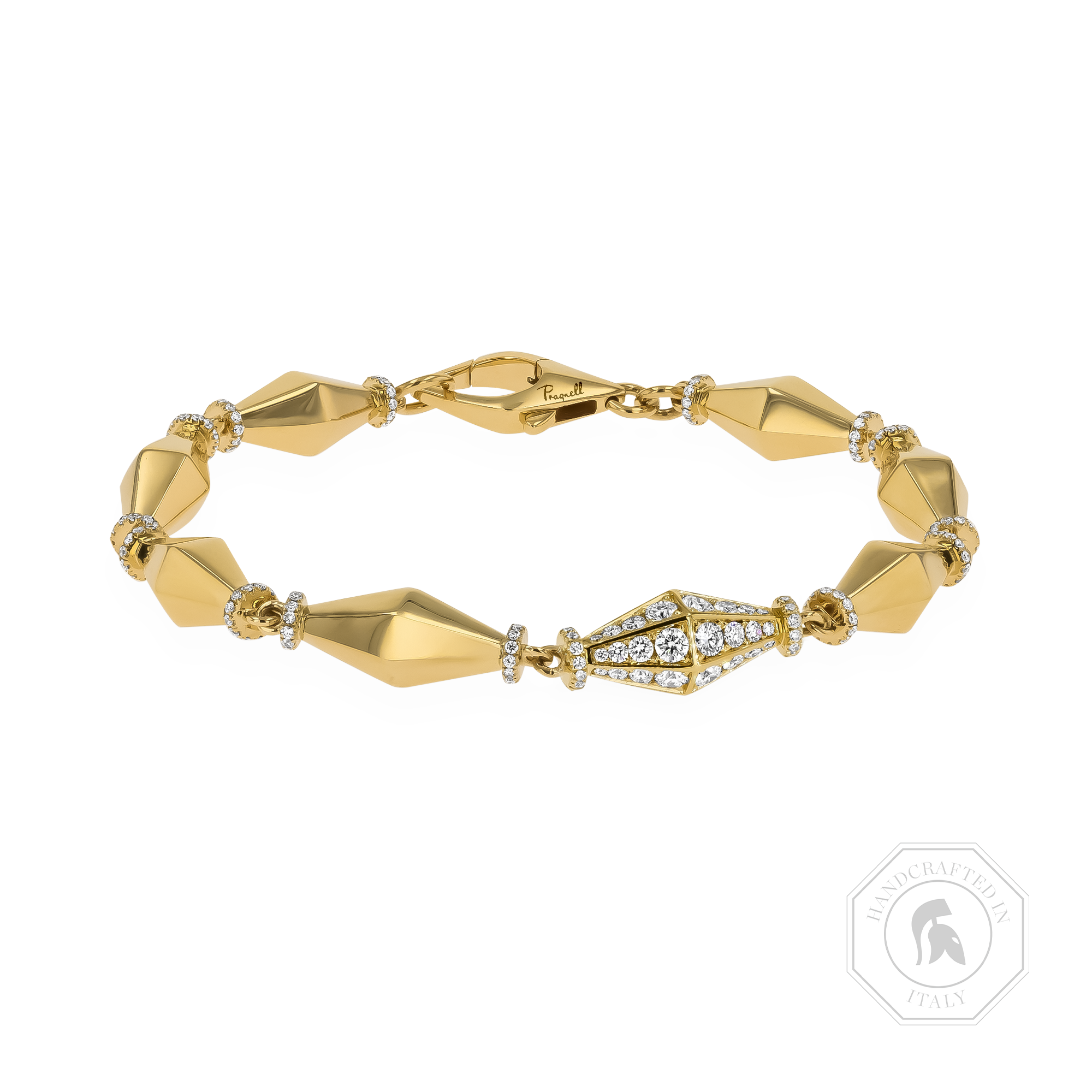 Cleopatra 1.921ct Diamond Gold Faceted Barrel Link Bracelet Brilliant cut, Claw set_1