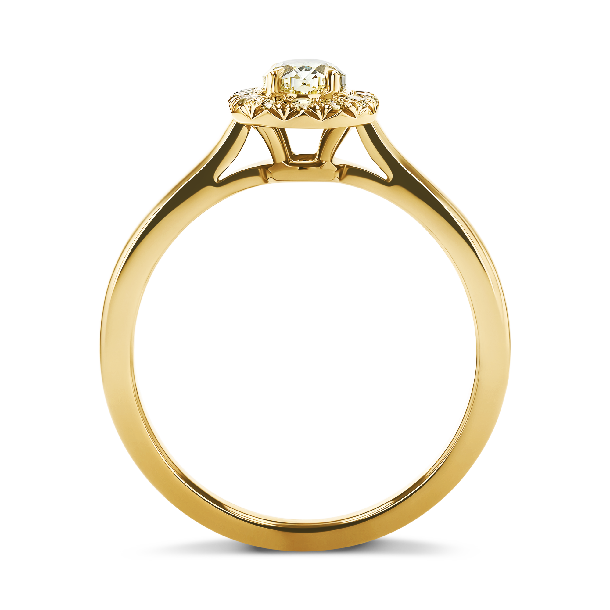 Celestial 0.72ct Fancy Yellow Diamond Cluster Ring Oval Cut, Claw Set_3