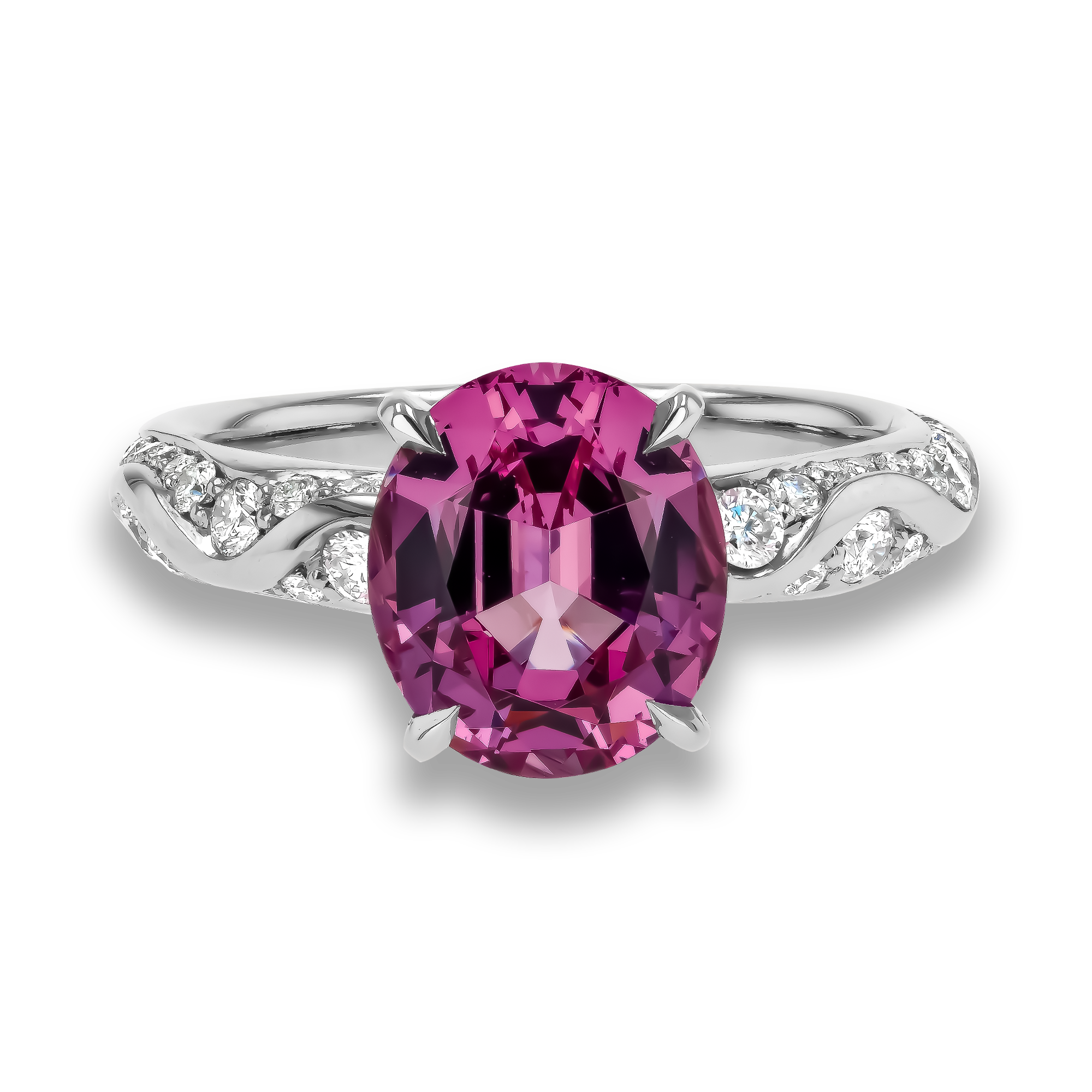 Oval Cut 3.38ct Kitulo Garnet and Diamond Ring Oval Cut, Claw Set_2