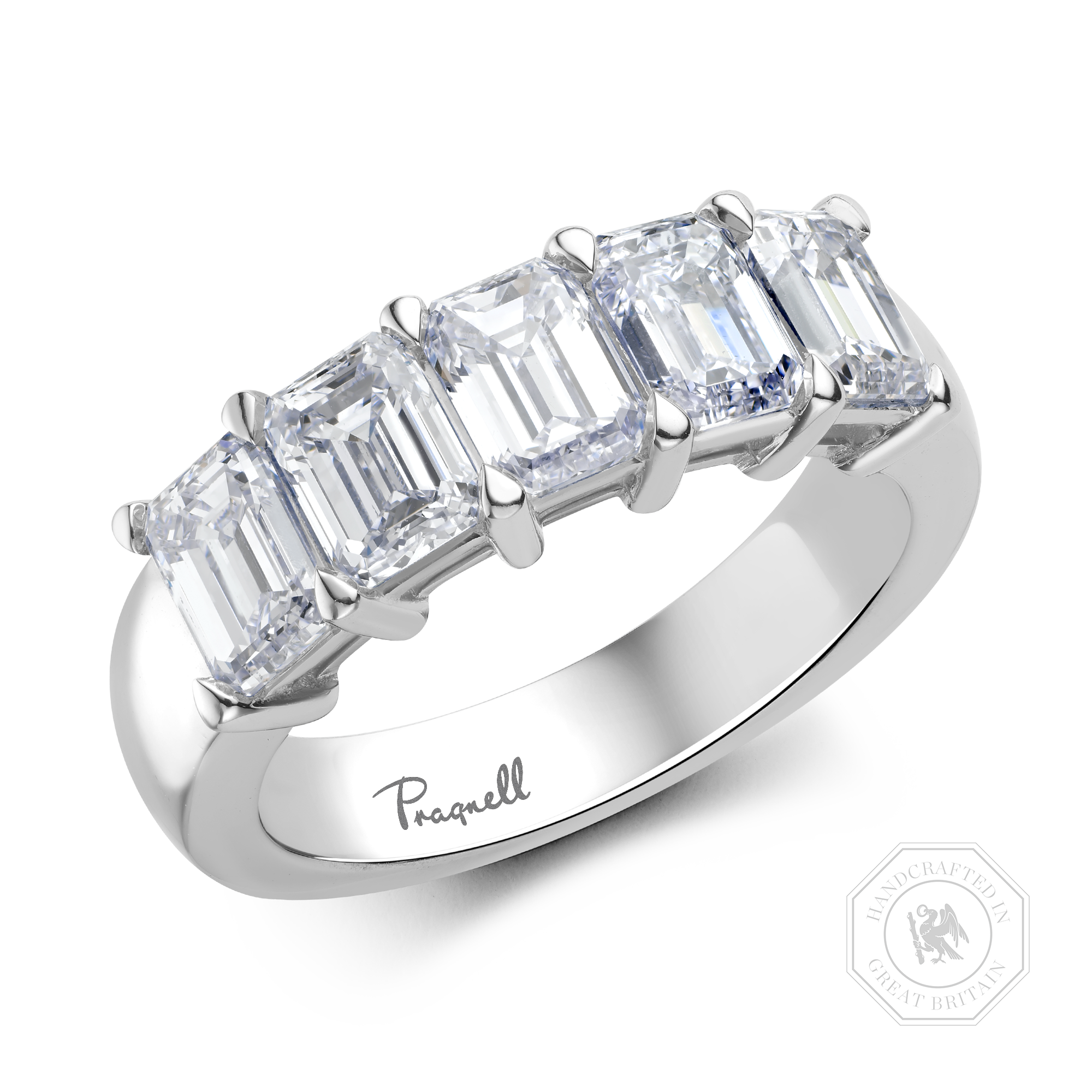 Emerald Cut Five Stone Diamond Ring Emerald Cut, Claw Set_1