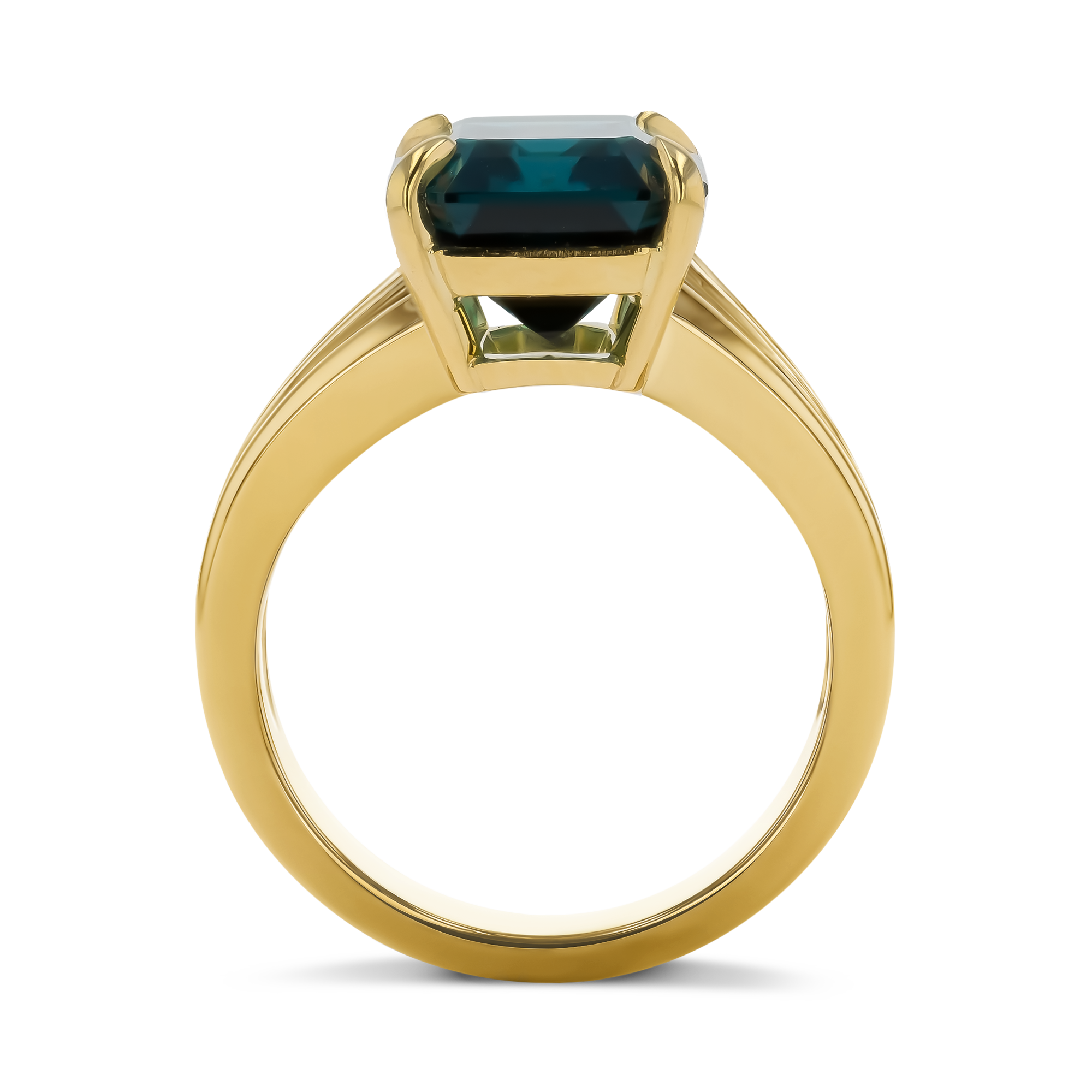 Masterpiece Manhattan 4.45ct Namibian Indicolite Tourmaline Ring Emerald Cut, Claw Set_3