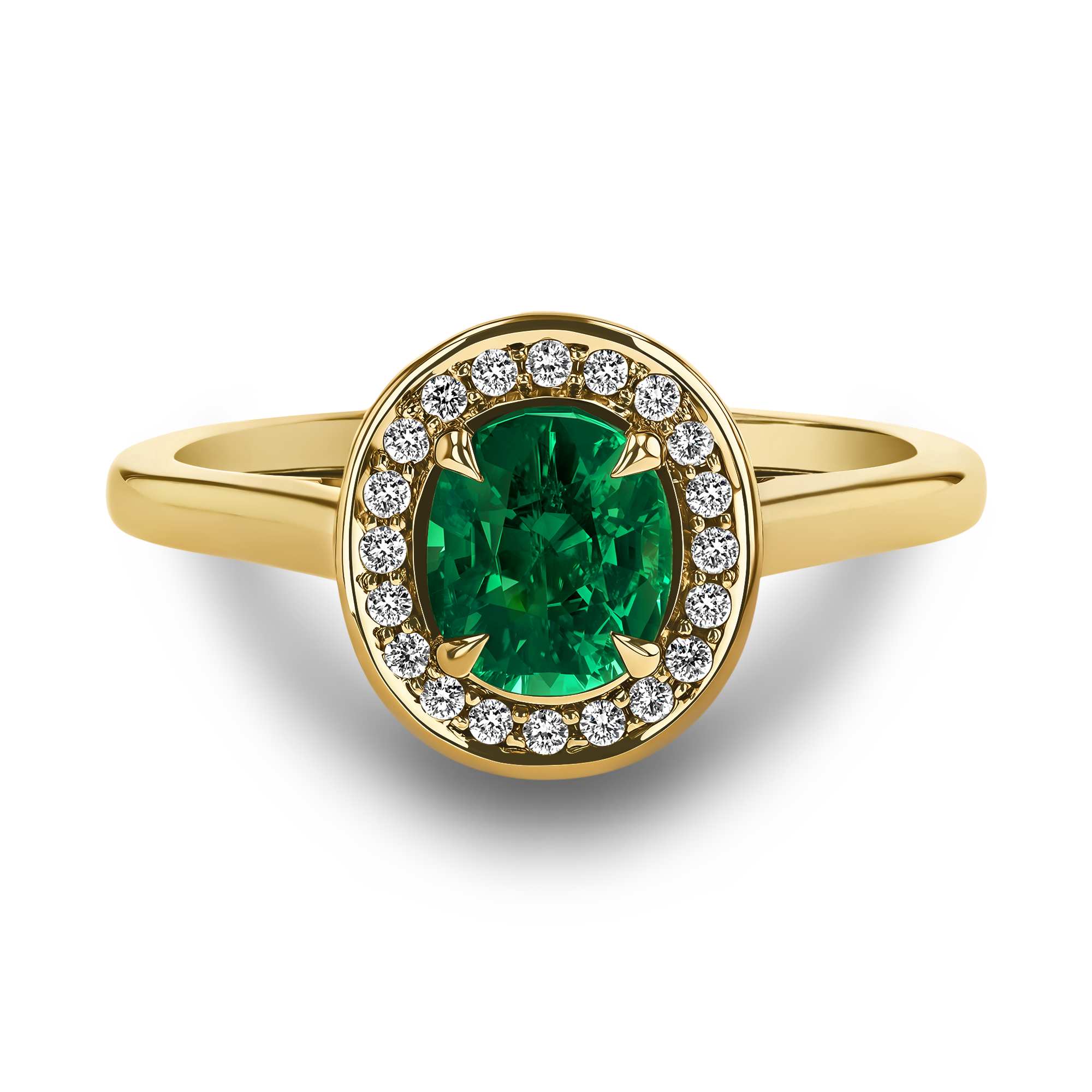 Classic 0.70ct Emerald and Diamond Cluster Ring Brilliant cut, Claw set_2