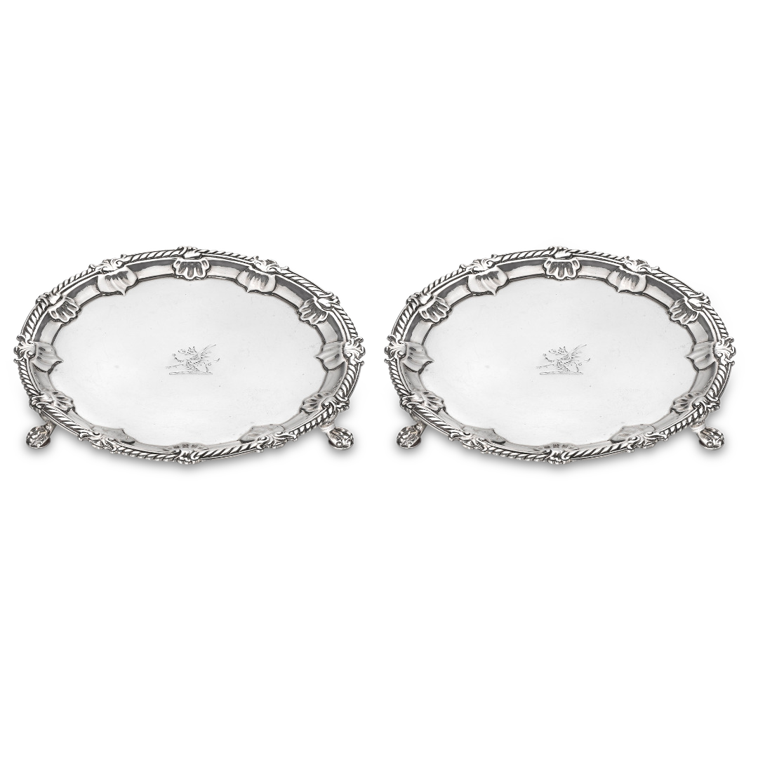 Silver George II Pair of Salvers Hallmarked London_1