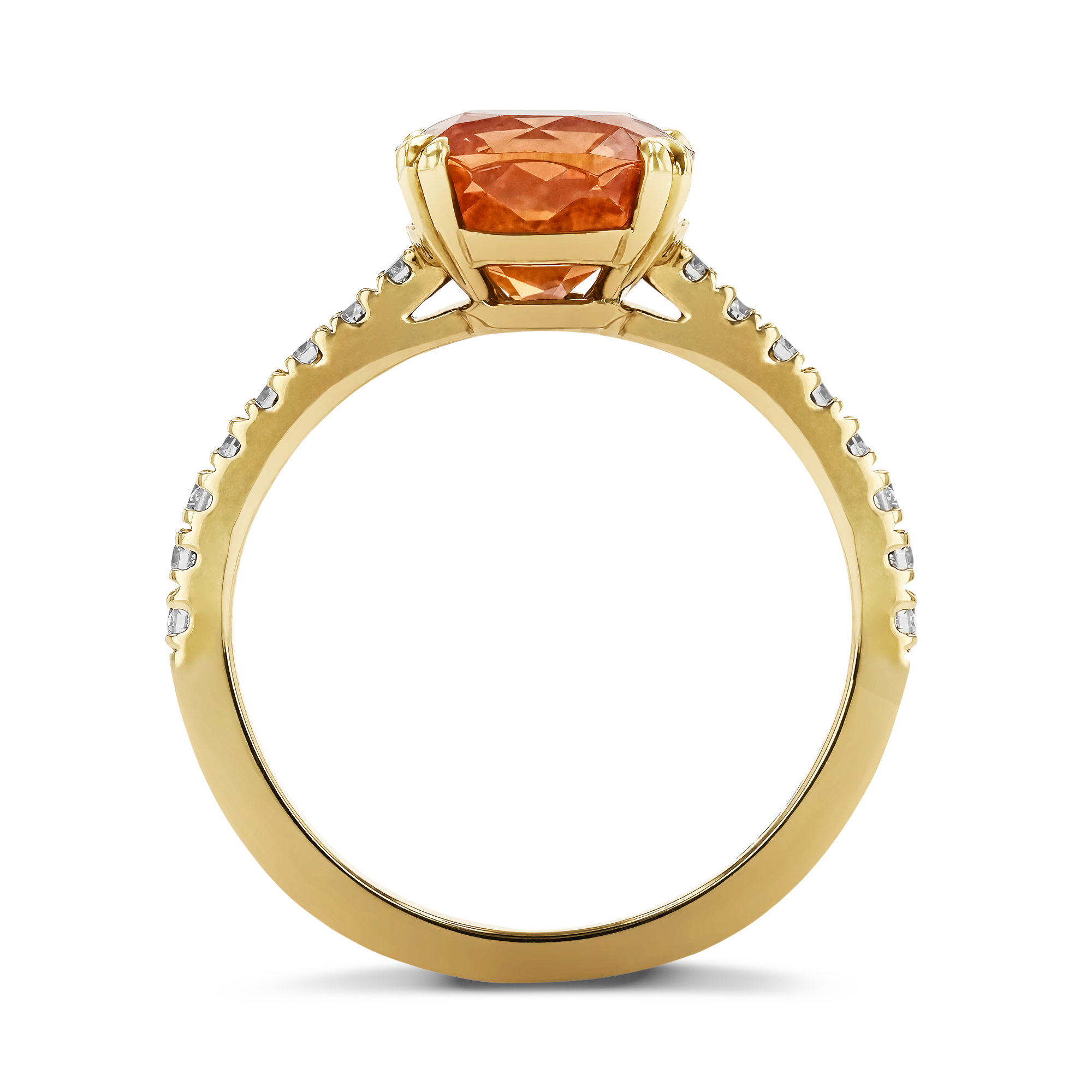 Mandarin Garnet Cocktail Ring Cushion Modern Cut, Four Claw Set_3