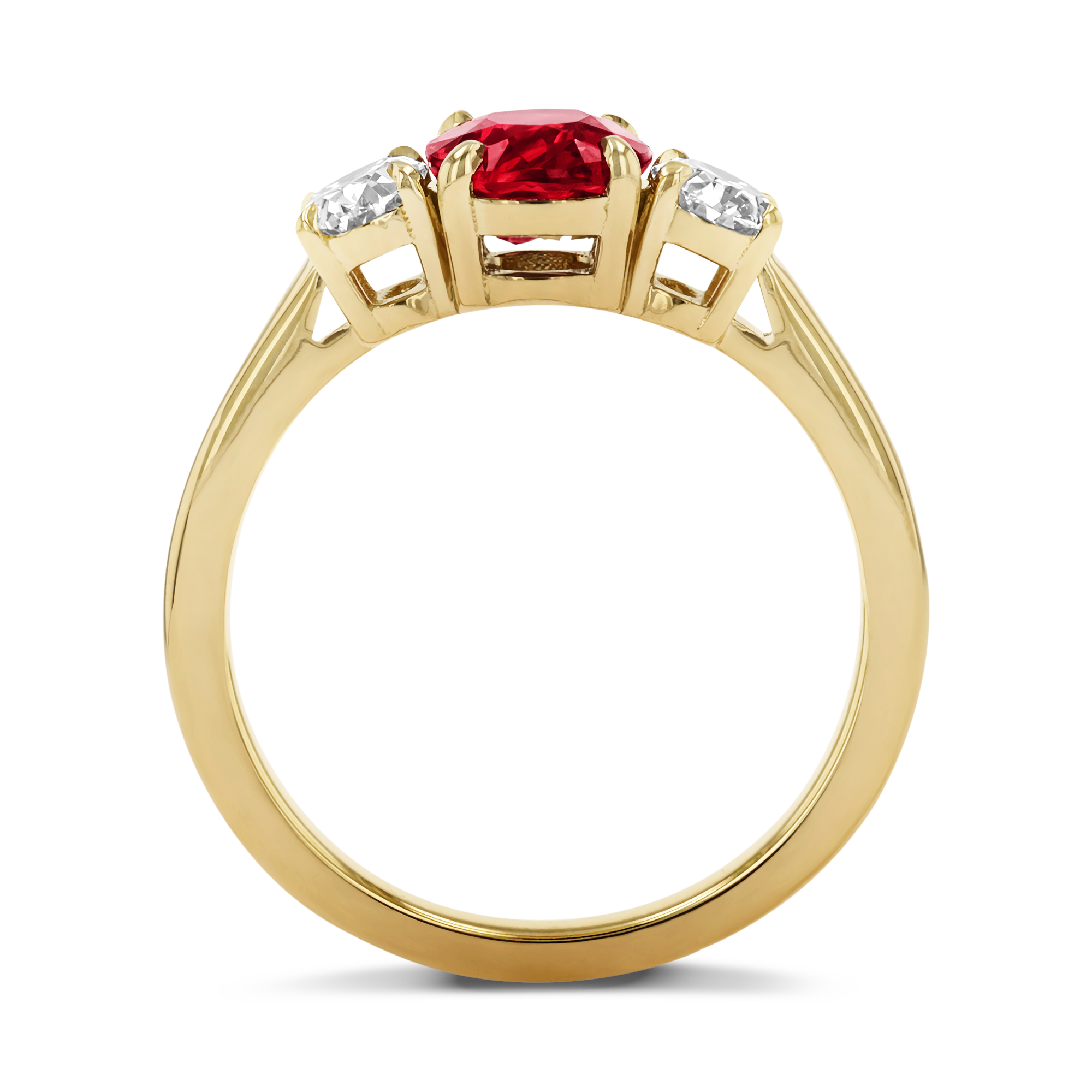 Mozambique 1.53ct Ruby and Diamond Three Stone Ring Oval Cut, Claw Set_3