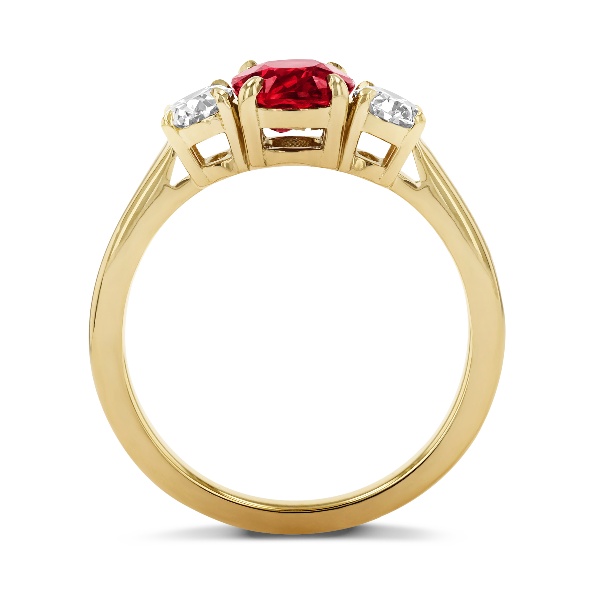 Mozambique 1.53ct Ruby and Diamond Three Stone Ring Oval Cut, Claw Set_3