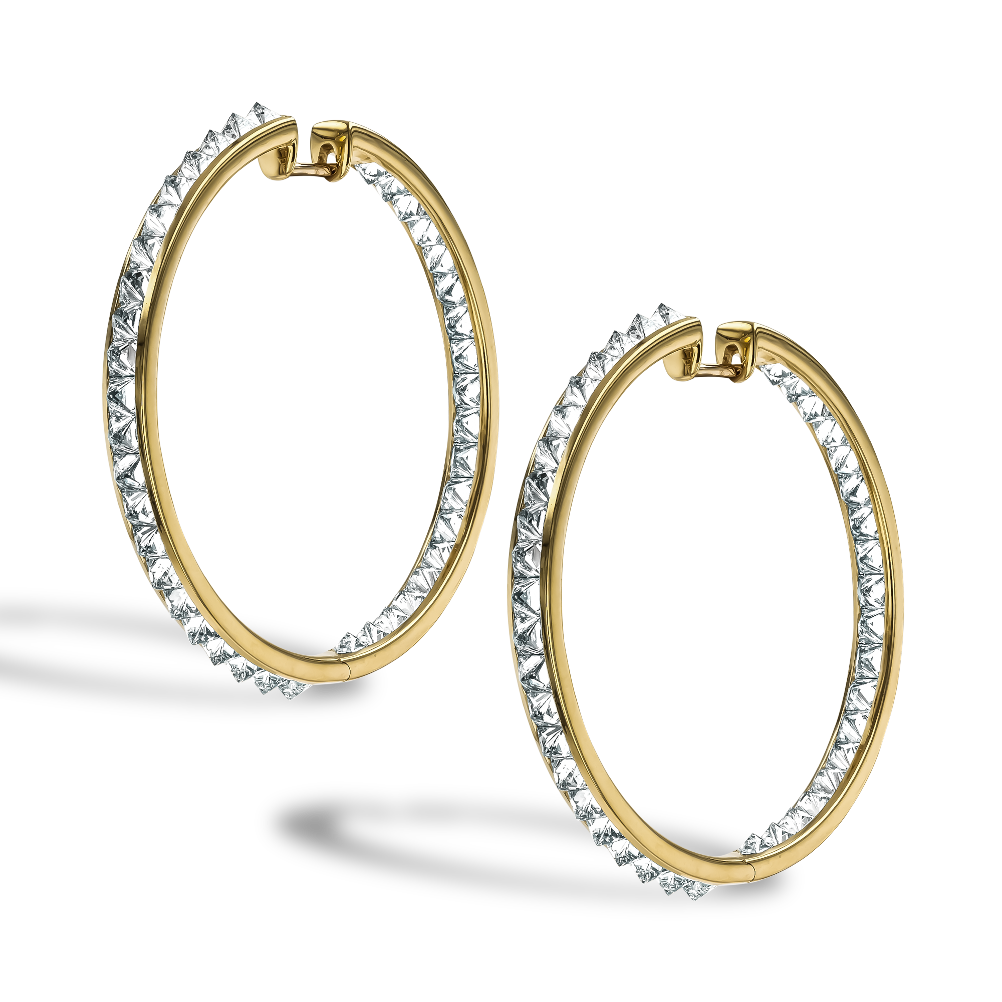 Rockchic 3.62ct Large Diamond Hoop Earrings Princess Cut, Channel Set_3