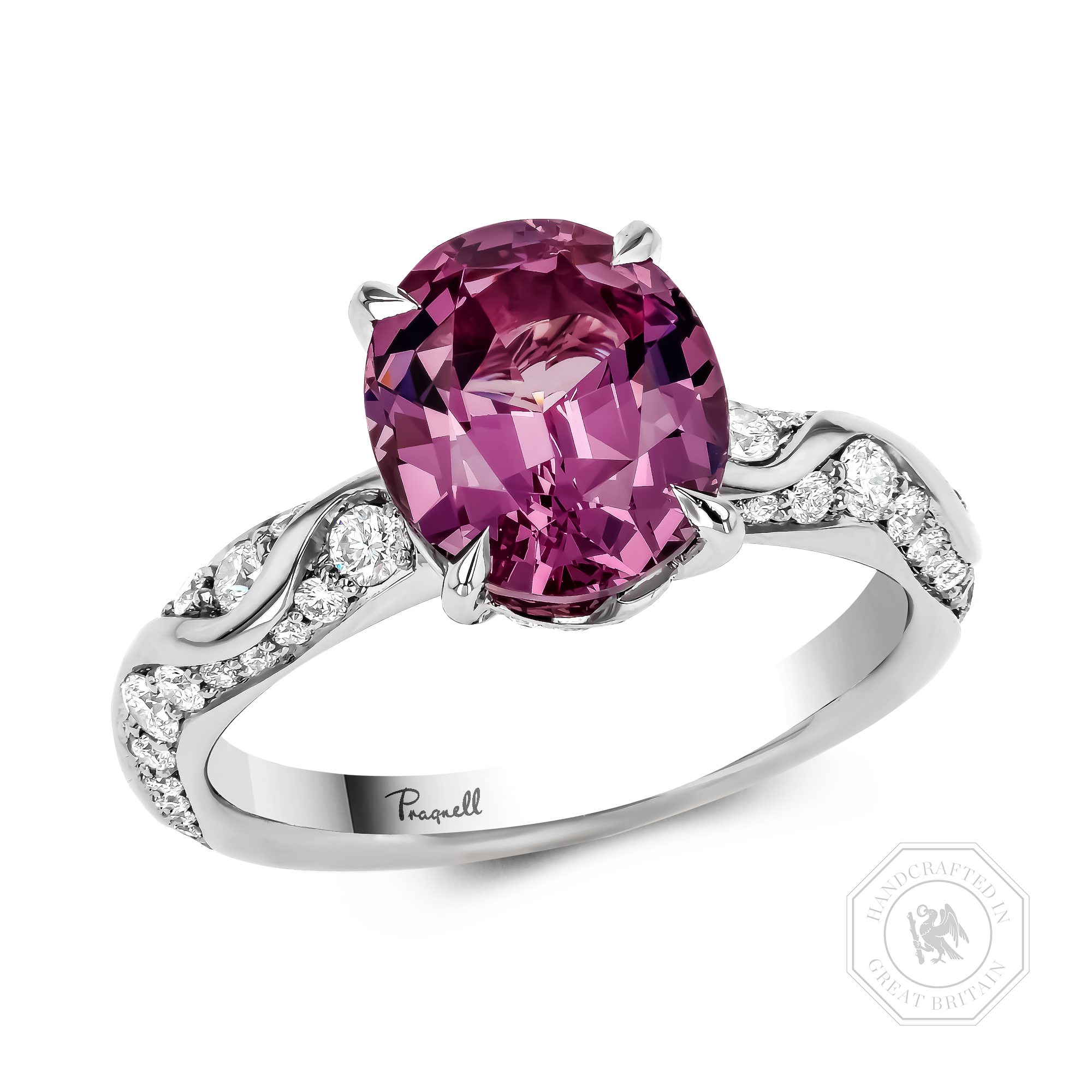 Oval Cut 3.38ct Kitulo Garnet and Diamond Ring Oval Cut, Claw Set_1