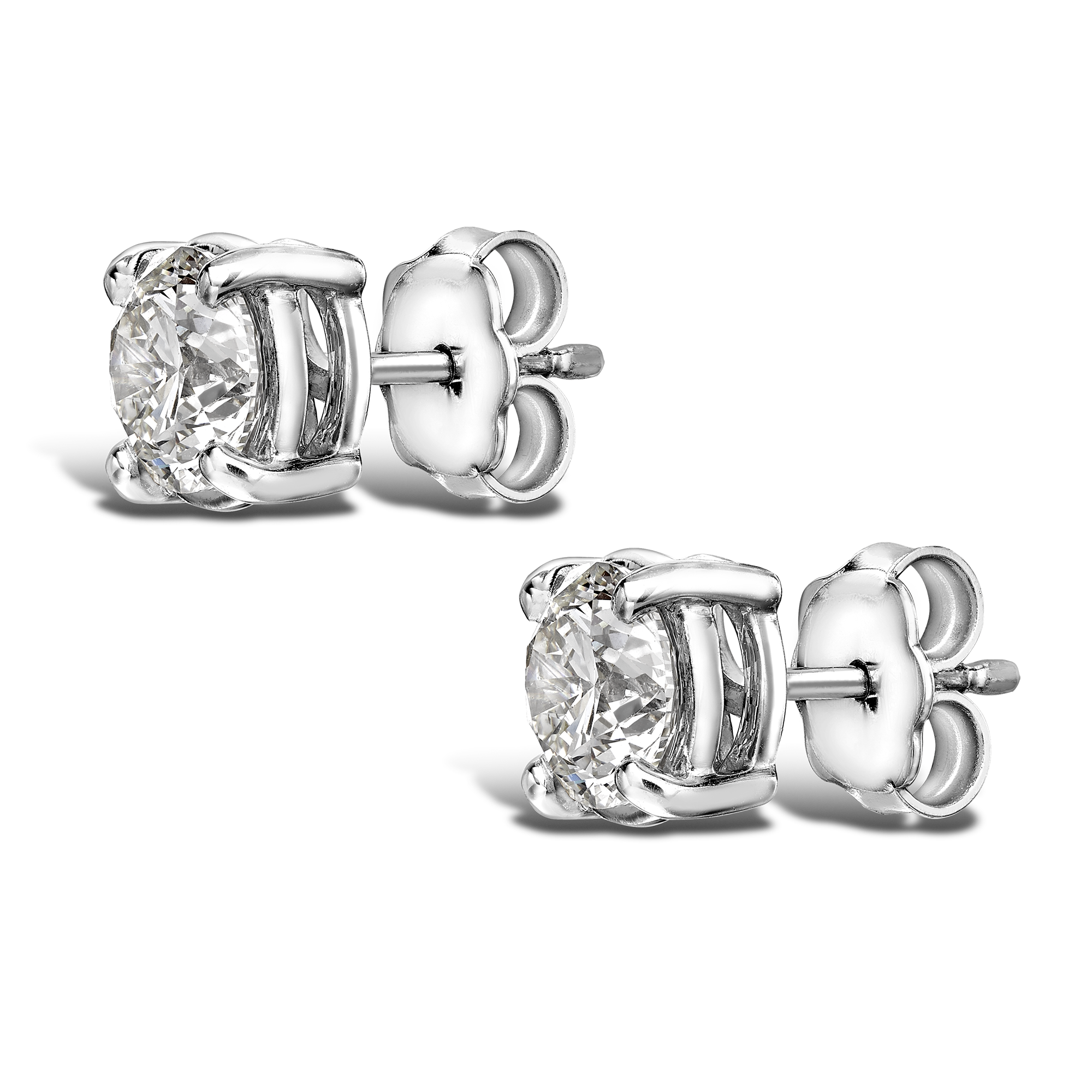 Brilliant Cut Diamond Stud Earrings Brilliant Cut, Four Claw Set_2