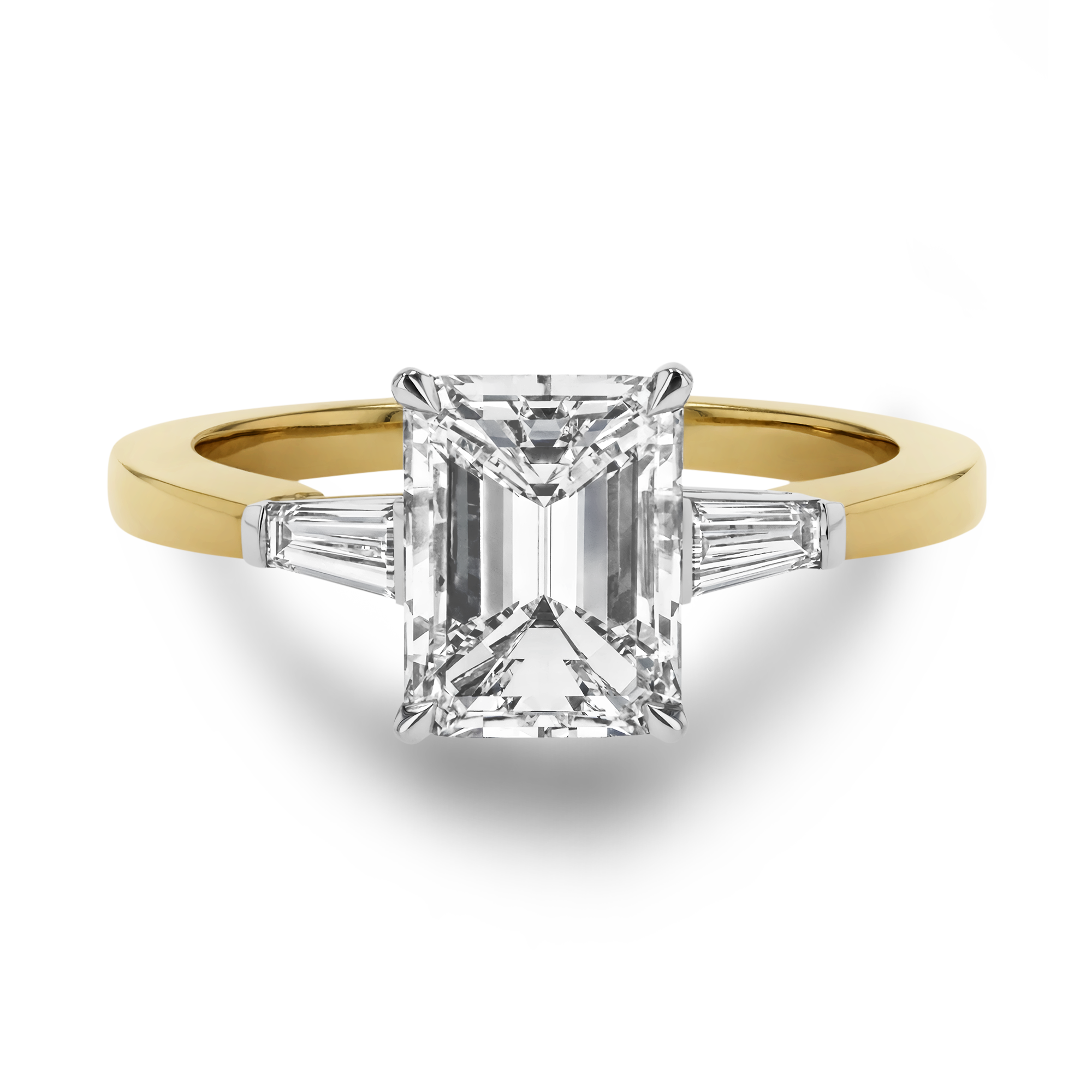 Emerald Cut Diamond Ring with Diamond Shoulders Emerald Cut, Claw Set_2