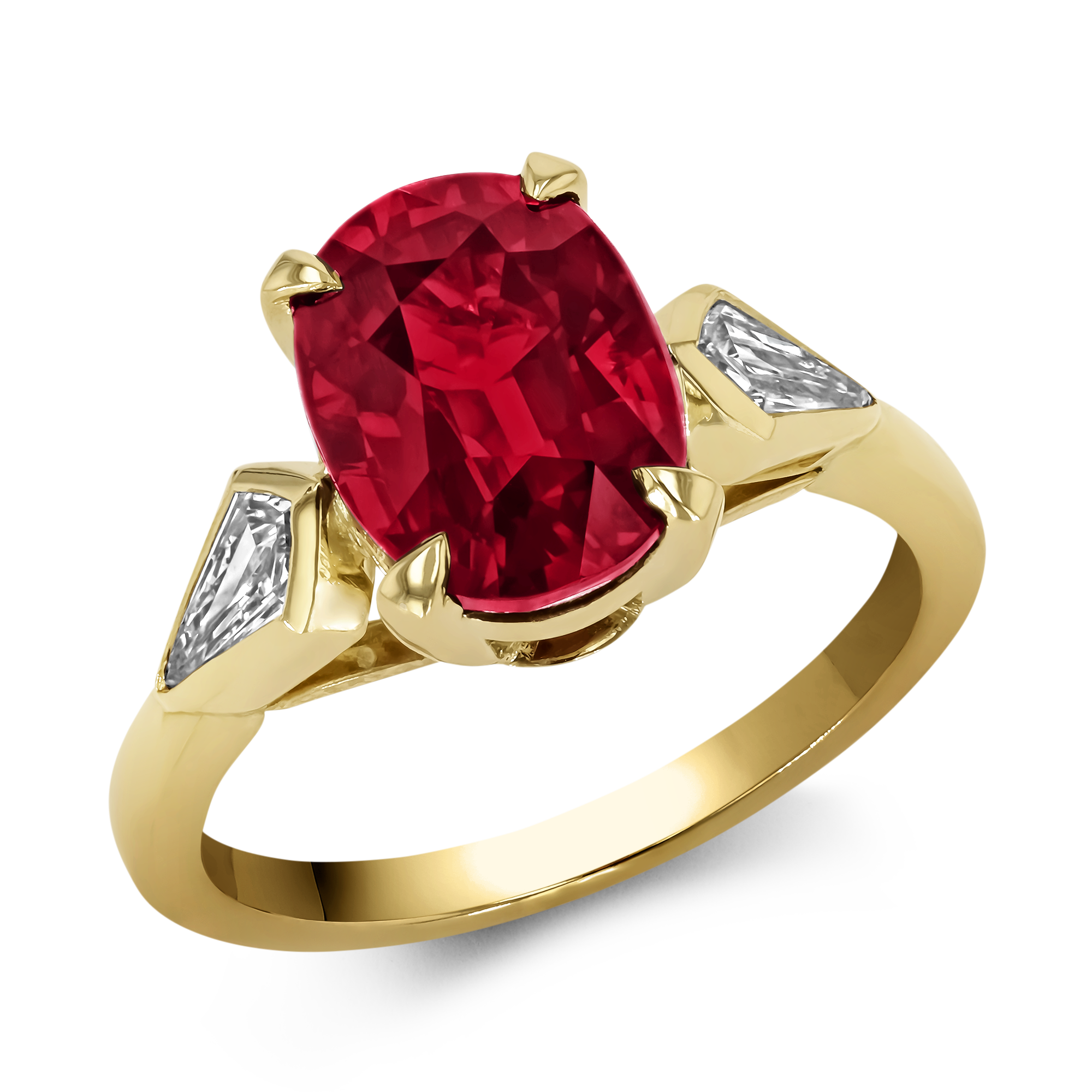 Mozambique Oval Cut Ruby Ring with Diamond Shoulders Oval Cut, Four Claw Set_1