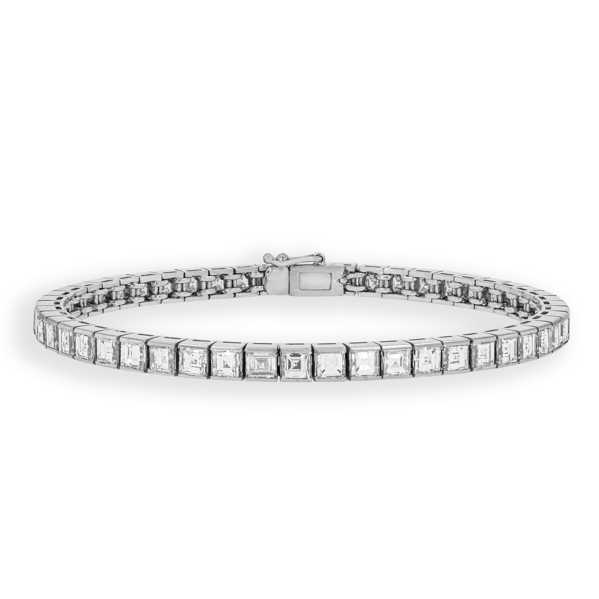 Art Deco carré cut diamond line bracelet 11.00ct in 18ct White gold ...