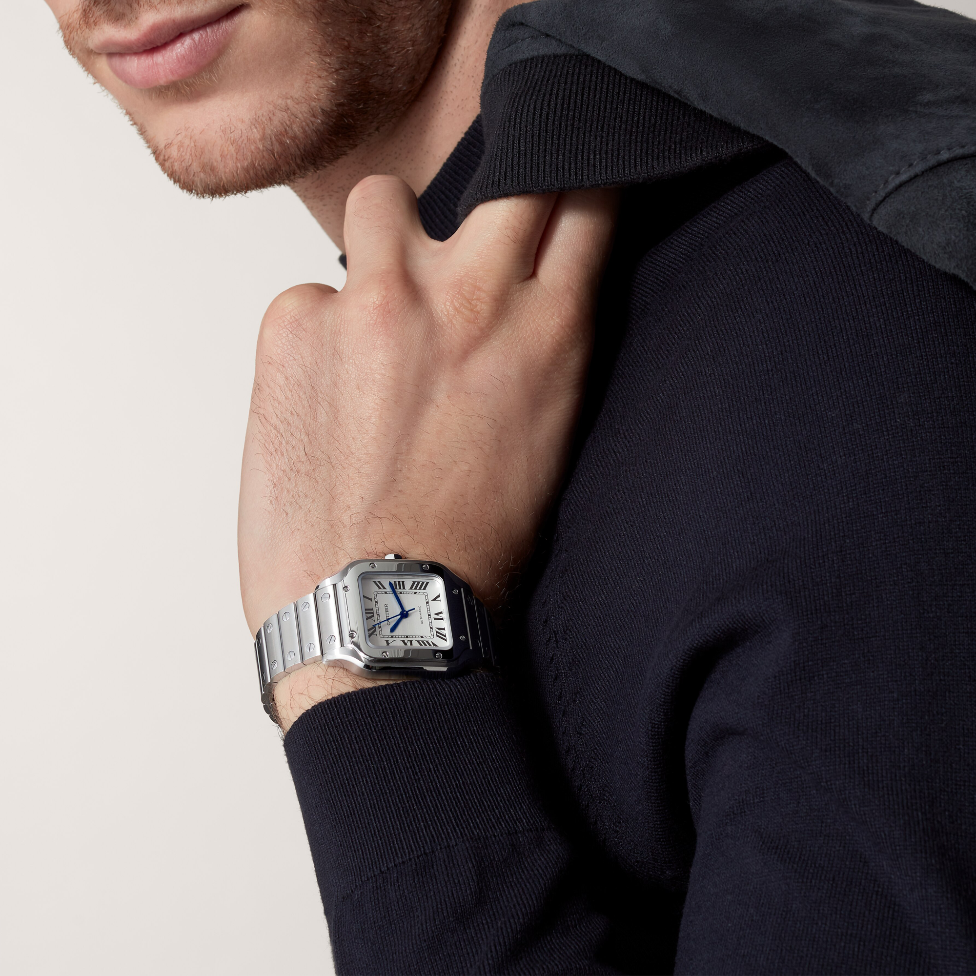 Cartier Santos de Cartier Medium, Silver Dial, Roman Numerals_10