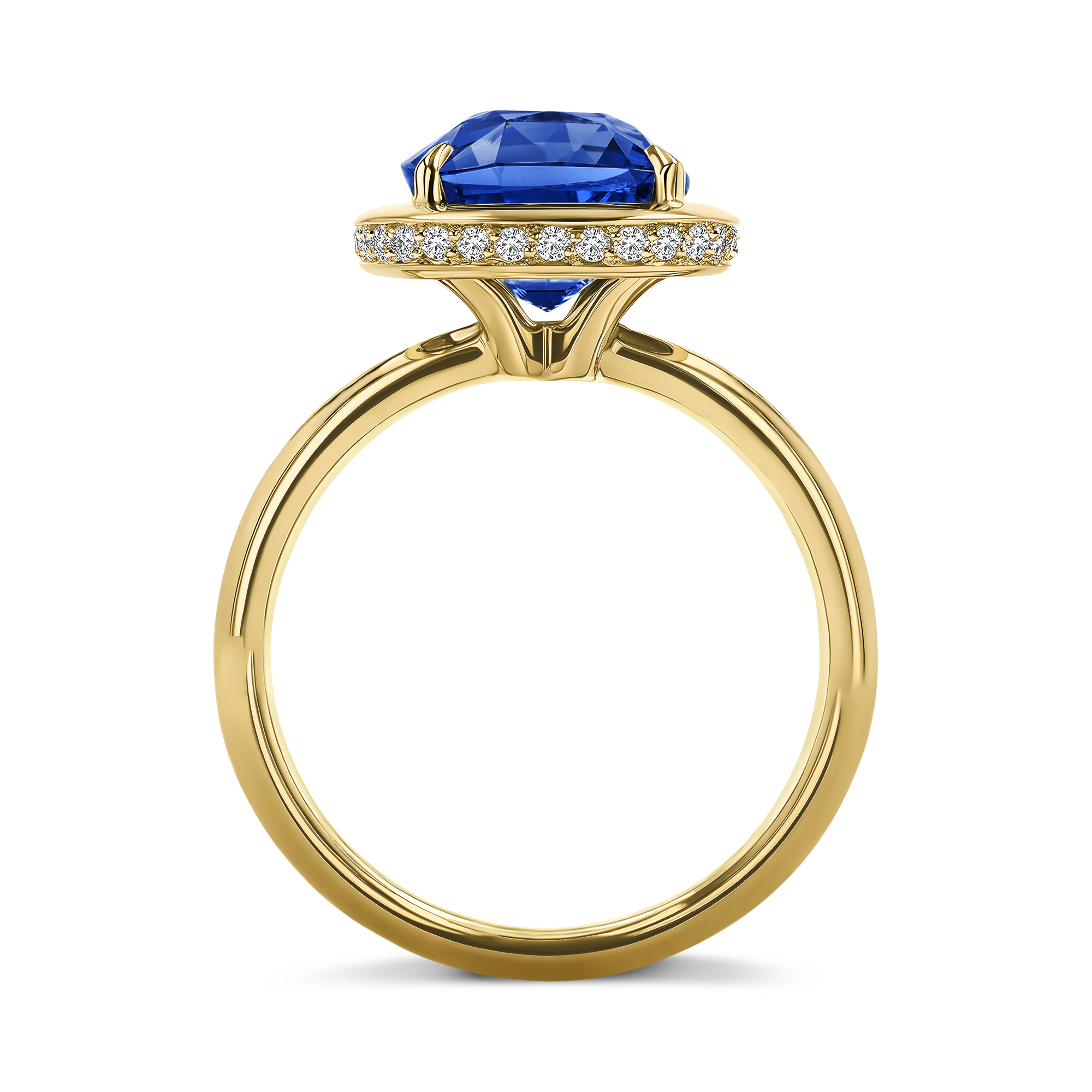 Skimming Stone 4.70ct Sapphire and Diamond Solitaire Ring Cushion Antique Cut, Claw Set_3