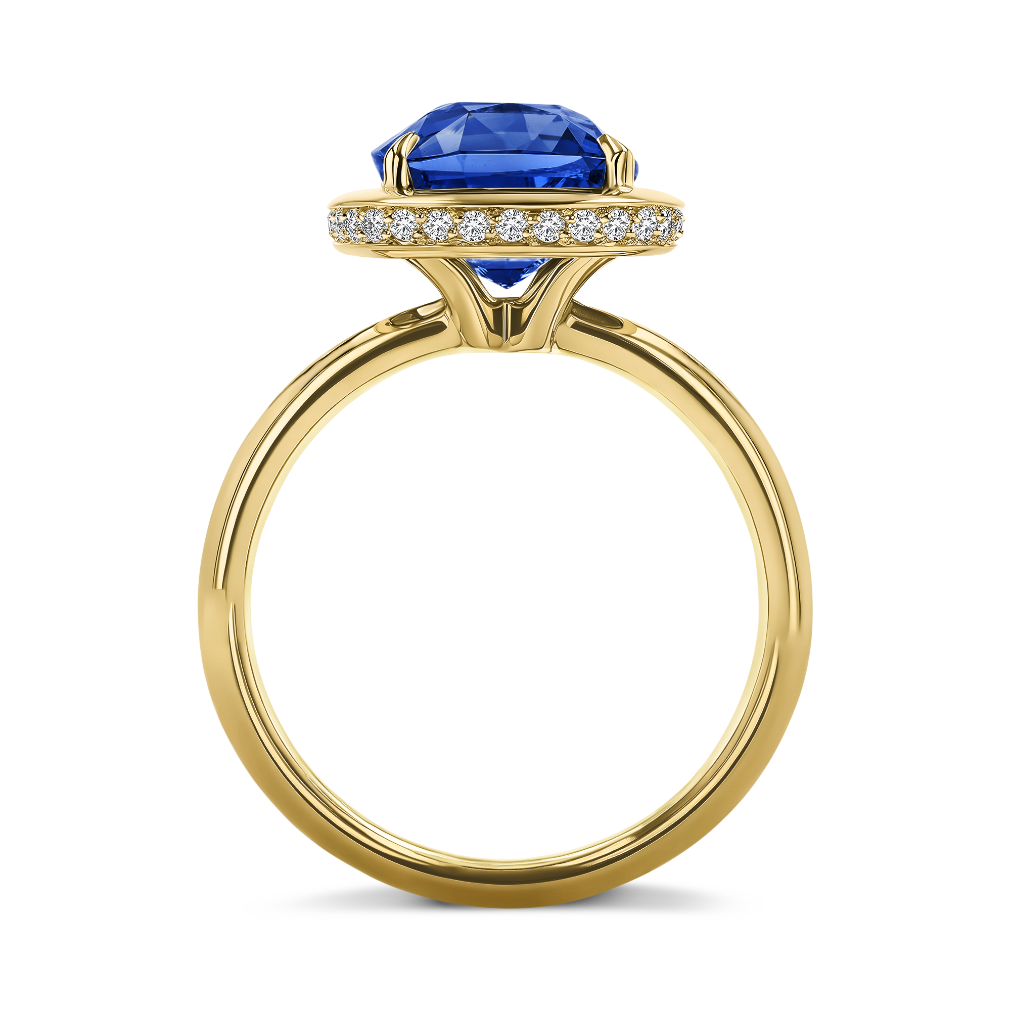 Skimming Stone 4.70ct Sapphire and Diamond Solitaire Ring Cushion Antique Cut, Claw Set_3