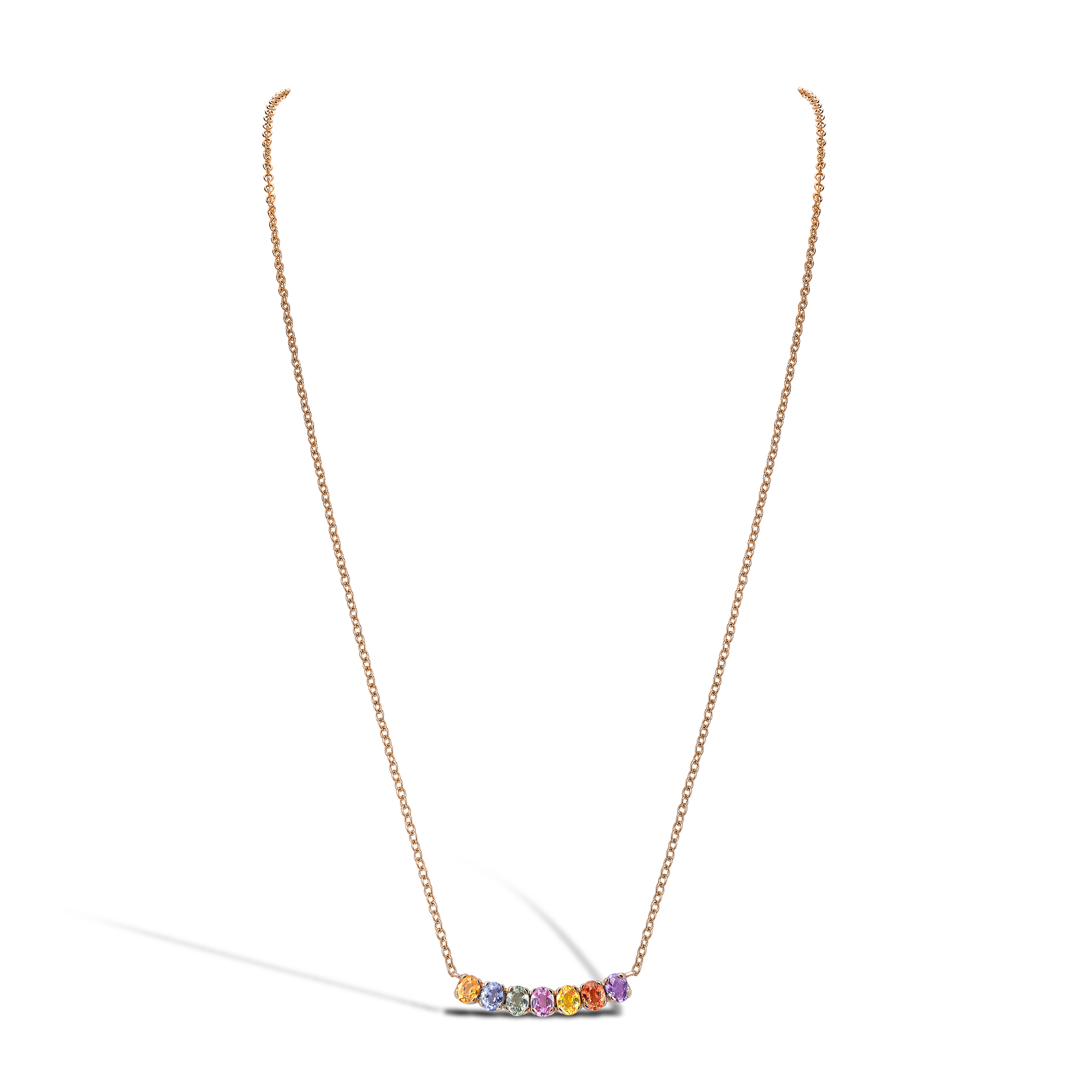 Rainbow Fancy Sapphire Line Pendant Oval Cut, Claw Set_2
