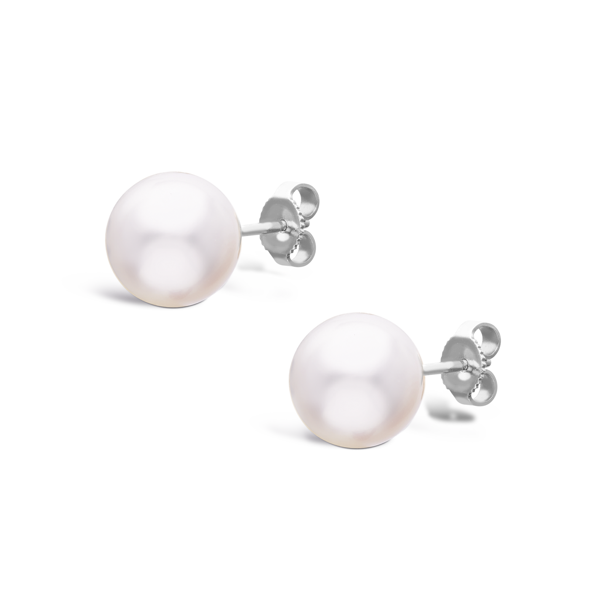 Akoya Pearl Stud Earrings in 18ct White Gold 9.5mm 10mm Pragnell