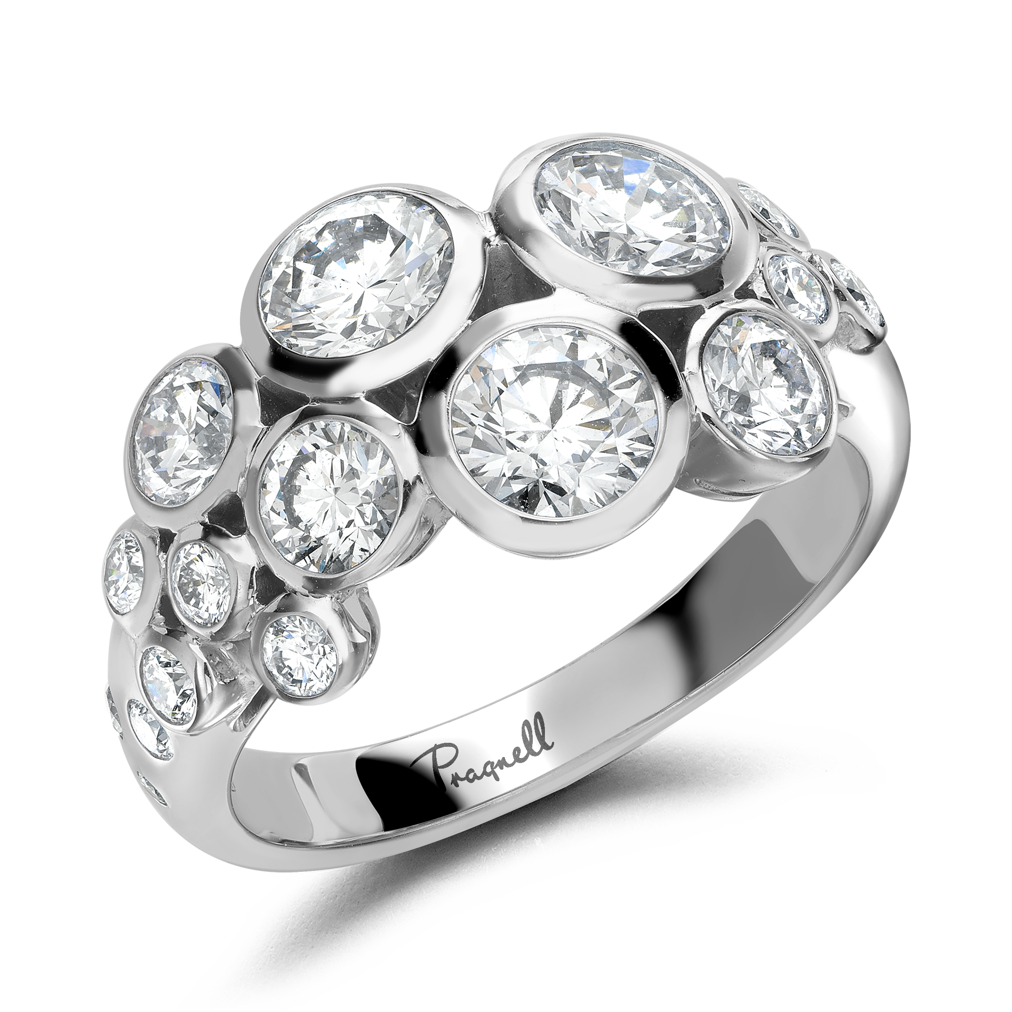 Bubbles Diamond Dress Ring Brilliant Cut, Rubover Set_1
