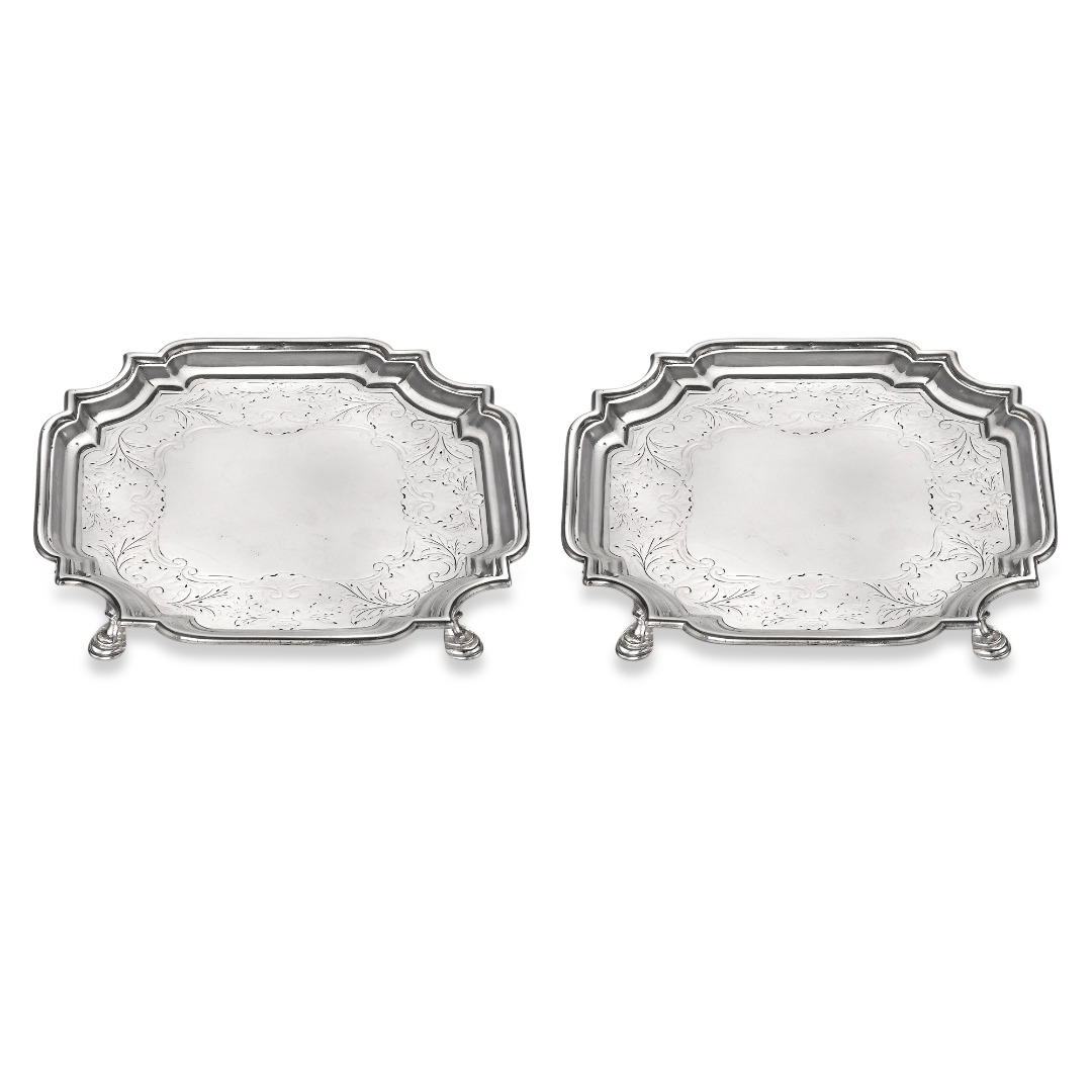 Silver George II Pair of Salvers Hallmarked London_1