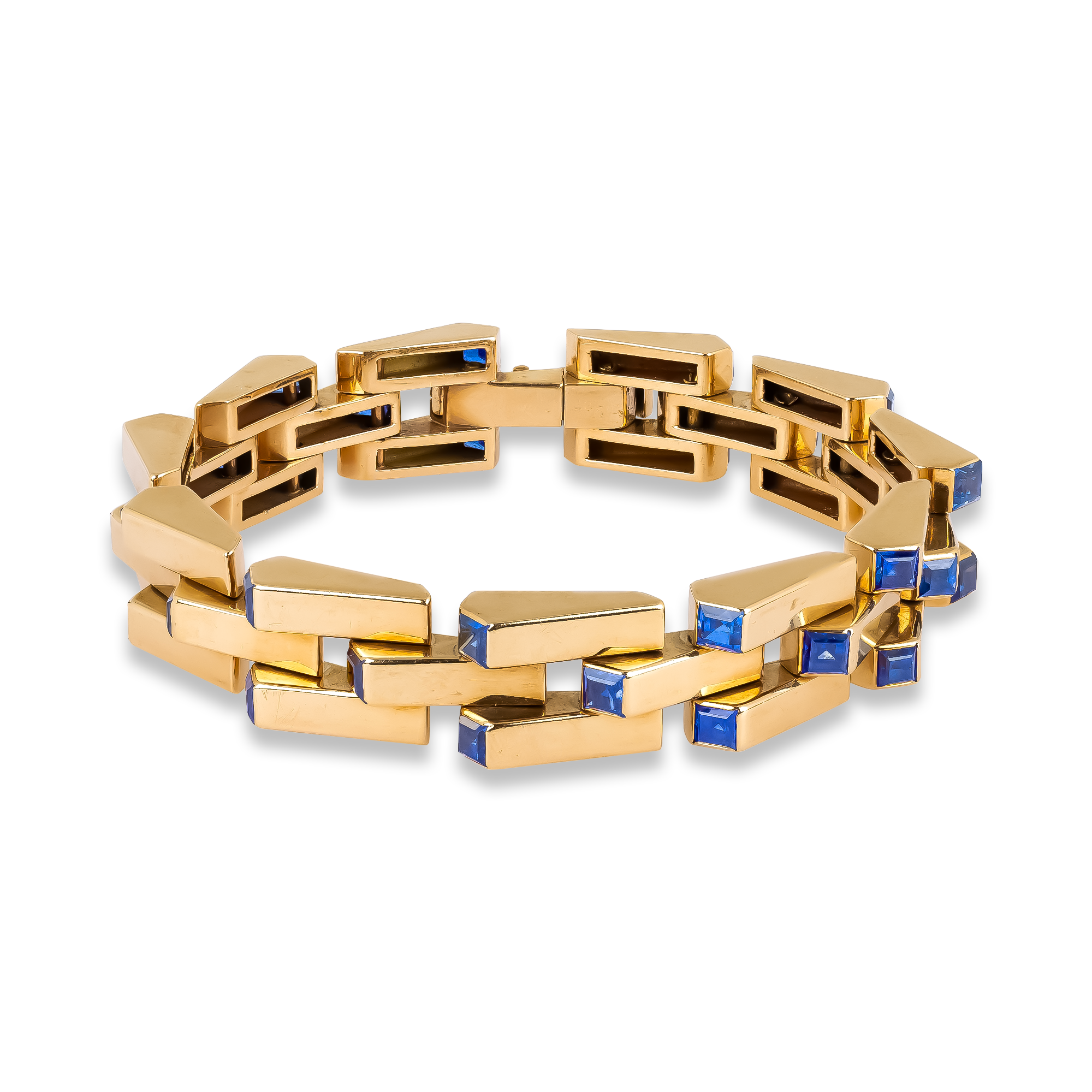 Cartier Square Step Cut 9.90ct Sapphire Bracelet Square Step Cut, Rubover Set_1