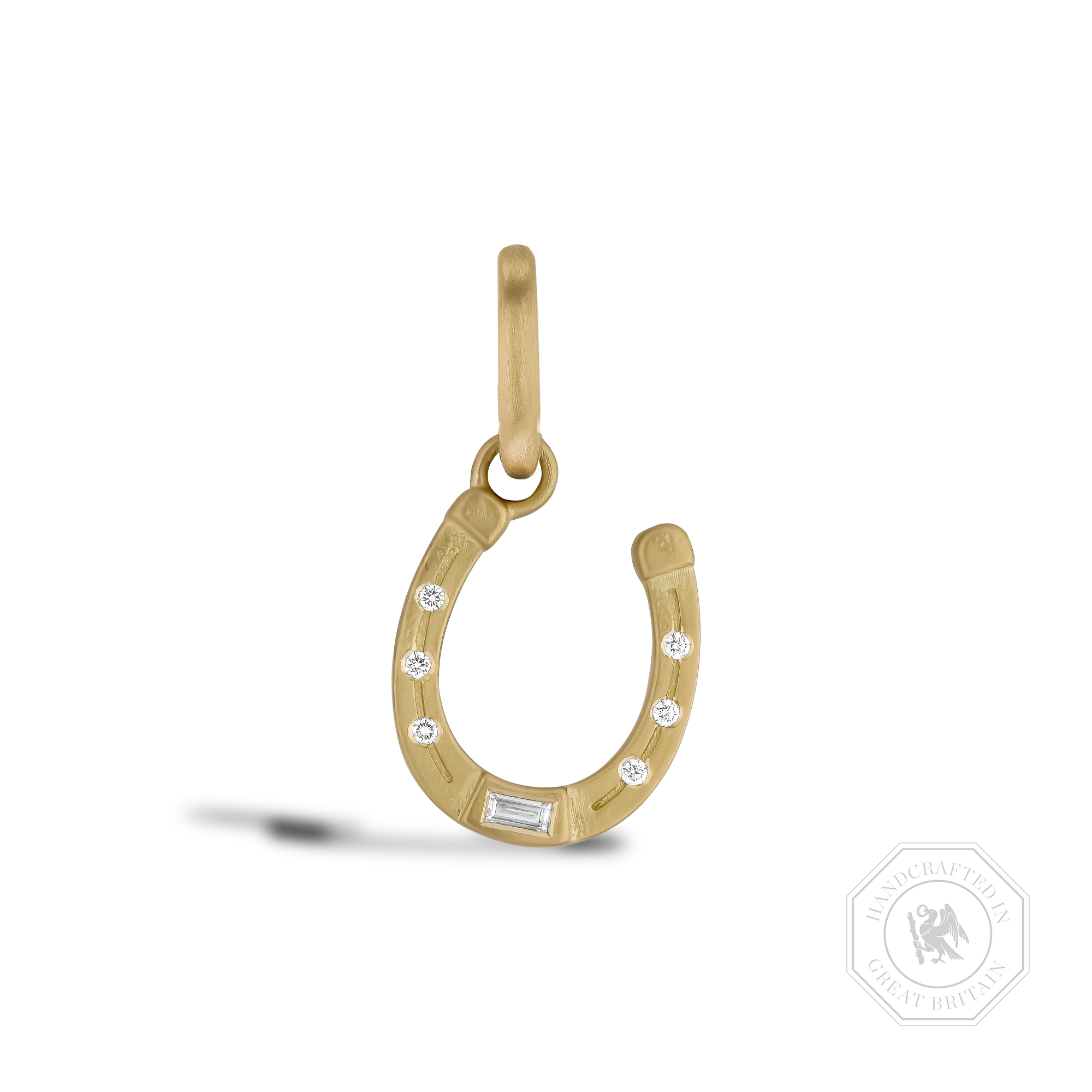 Emerald and Brilliant Cut Diamond Horseshoe Charm Emerald and Brilliant Cut, Rubover Set_1