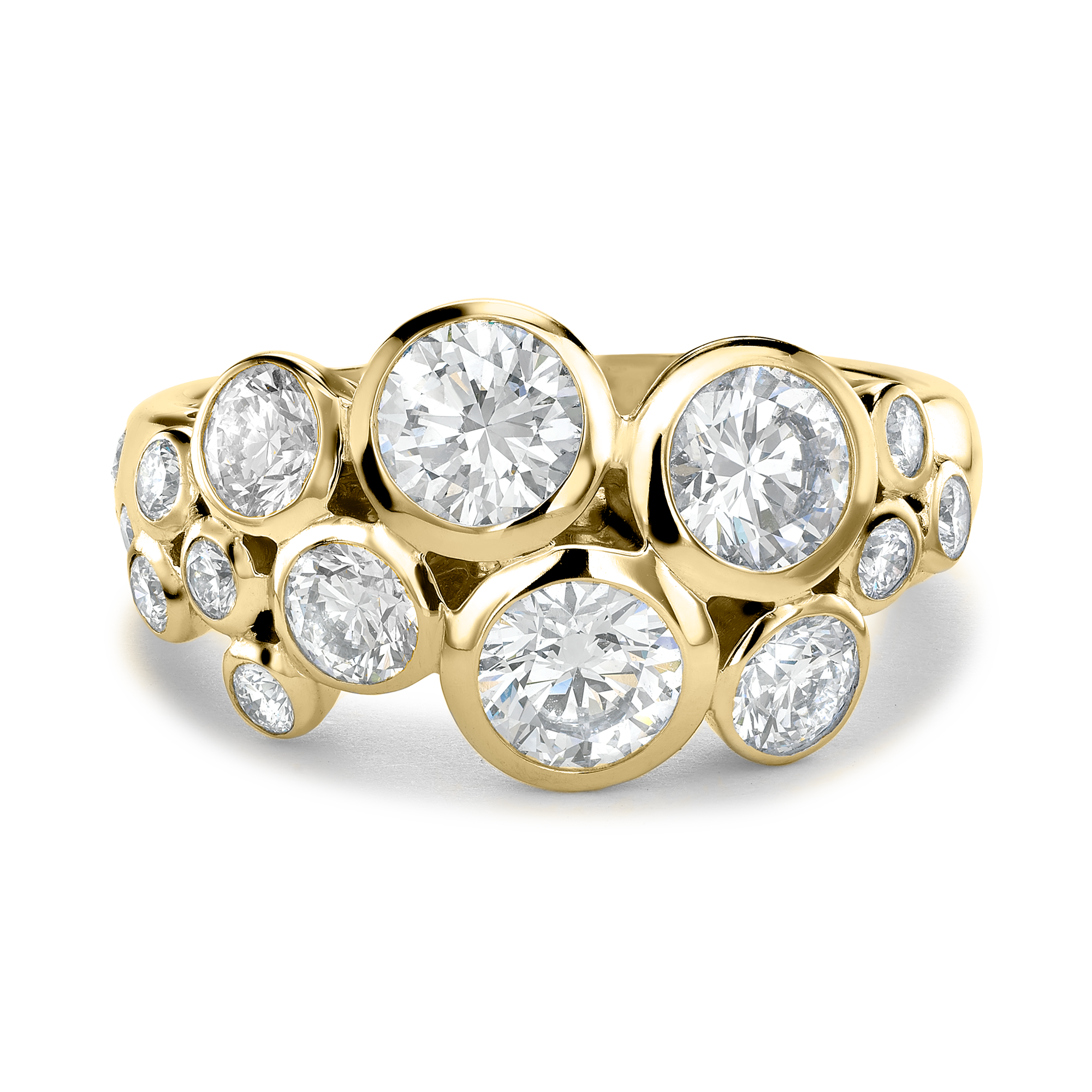 Bubbles Diamond Dress Ring Brilliant Cut, Rubover Set_2