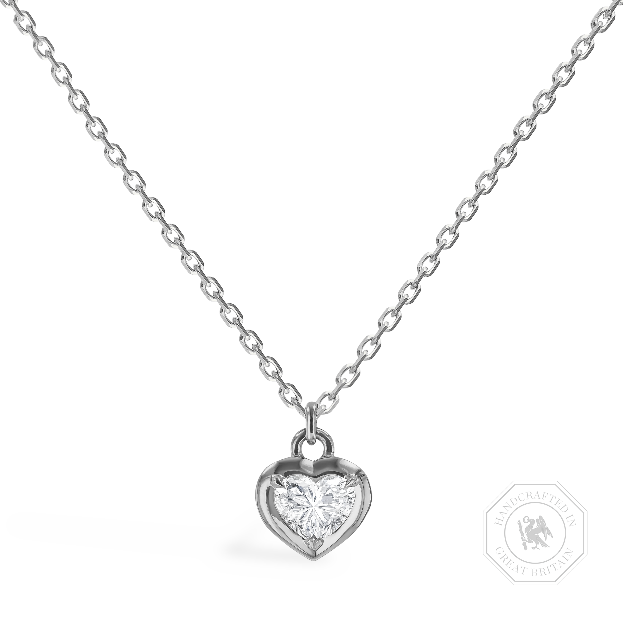 Skimming Stone 0.70ct Botswana Diamond Pendant Heart Shape, Claw Set_1
