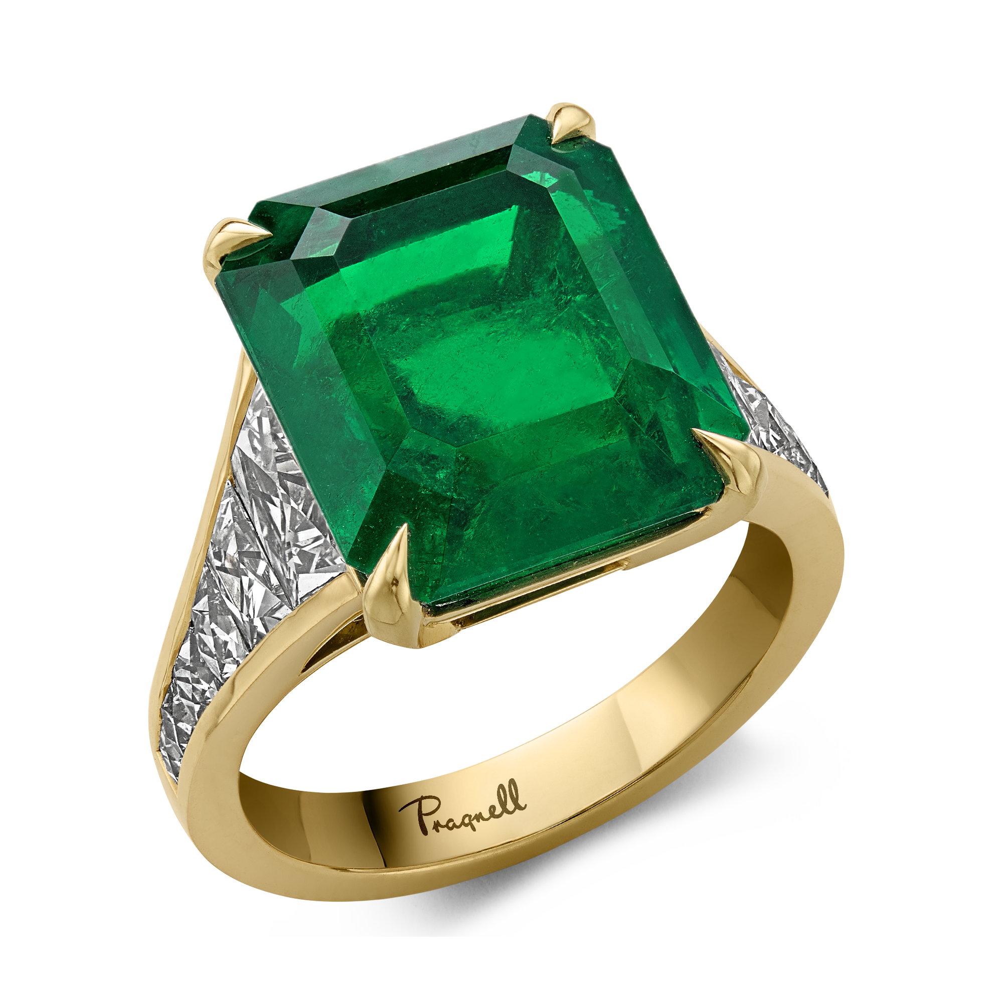 Masterpiece Pragnell Setting 8.58ct Colombian Emerald and Diamond Ring Octagon Cut, Claw Set_1