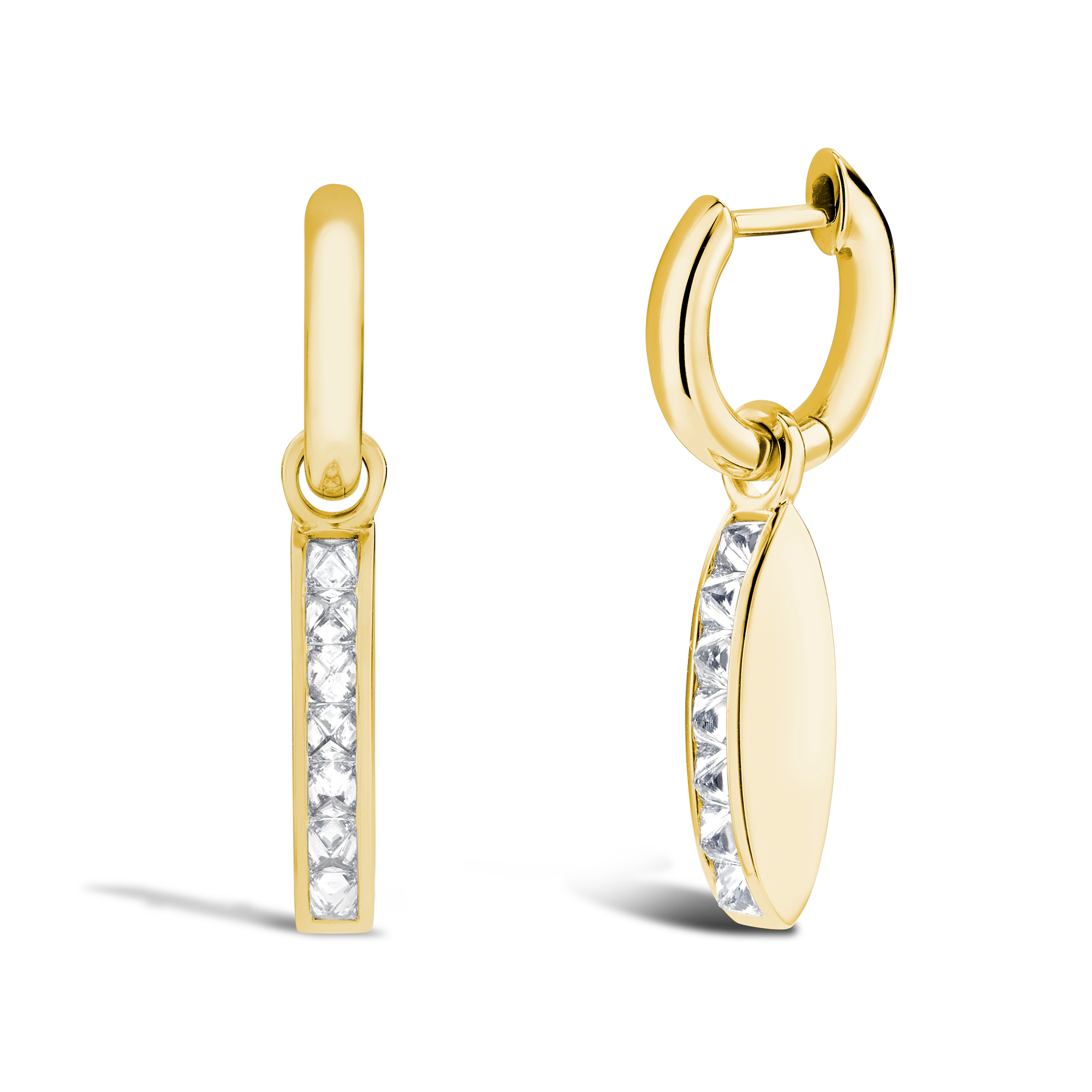 RockChic Inverted Princess Cut Diamond Drop Earrings Princess Cut, Channel Set_1