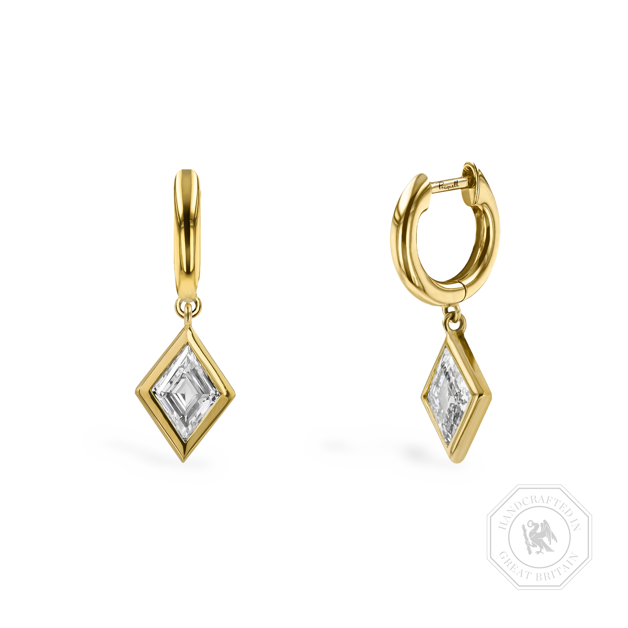Lozenge Cut 1.27ct Diamond Drop Earrings Lozenge Cut, Rubover Set_1