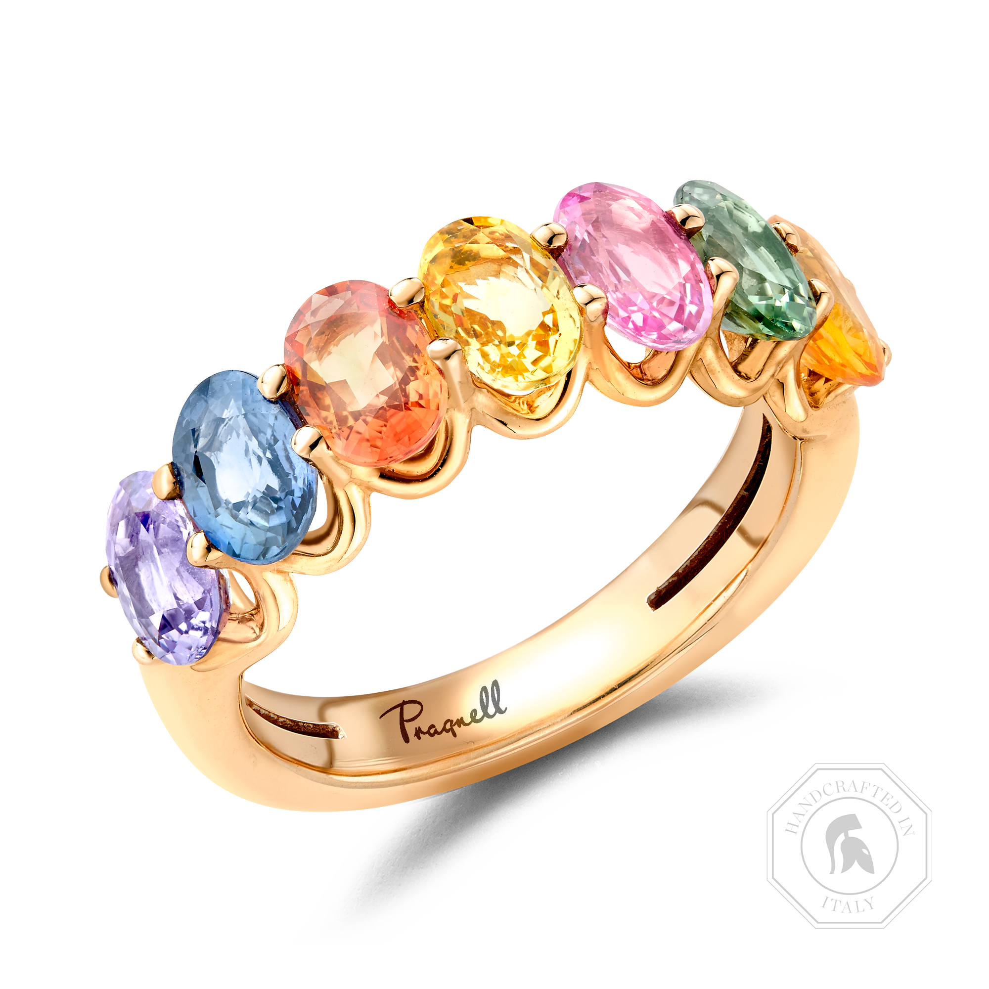 Rainbow Fancy Sapphire Cocktail Ring Oval Cut, Claw Set_1