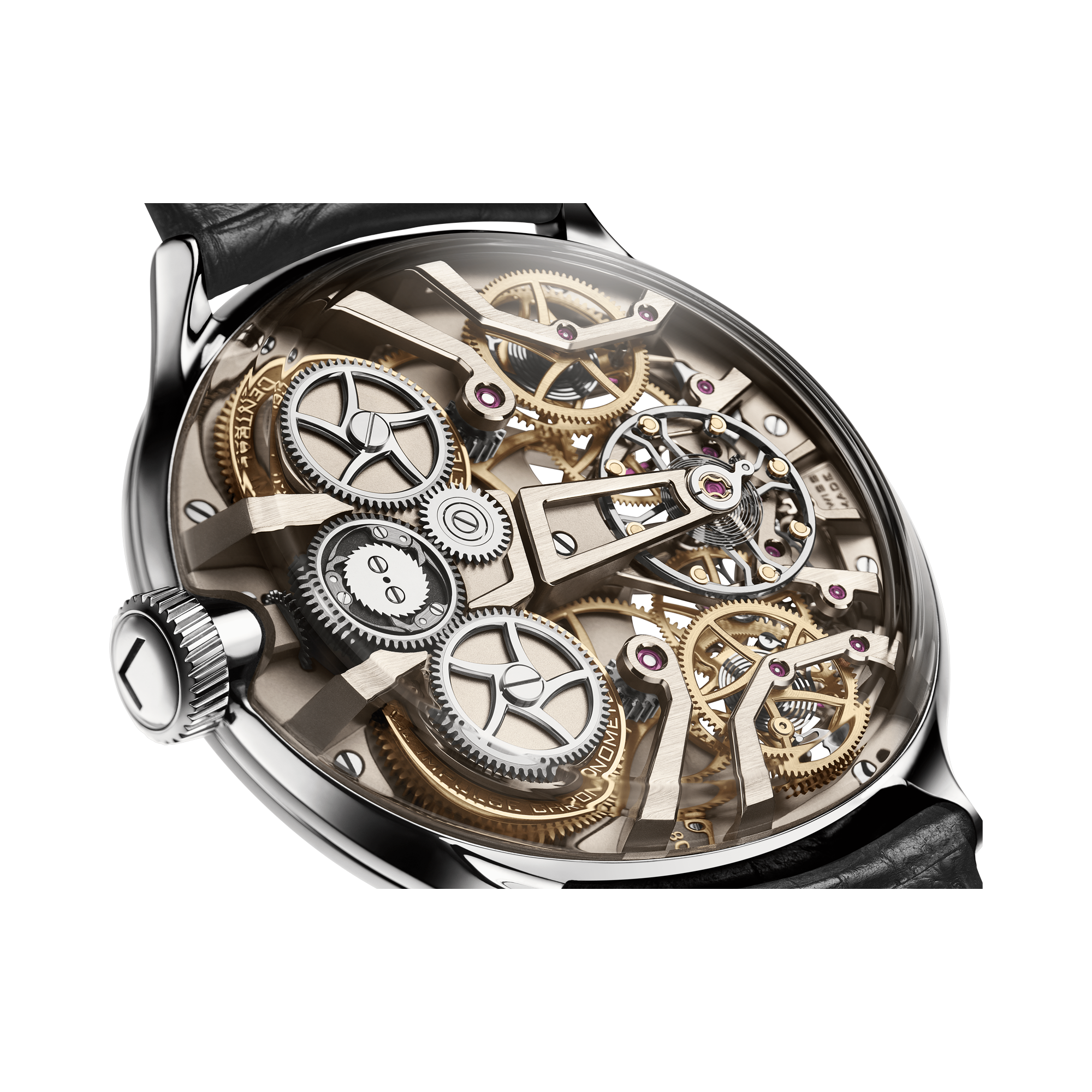 Lederer Central Impulse Chronometer 44mm, Rhodium Dial, Baton Numerals_2