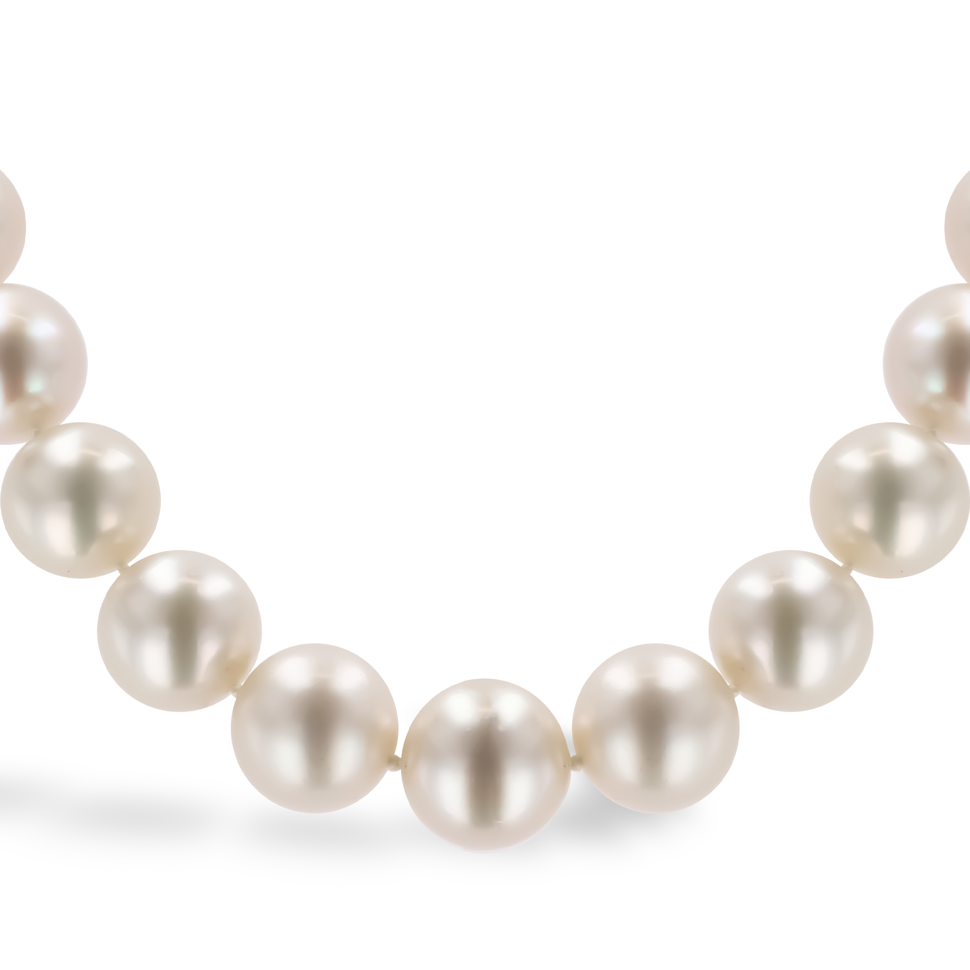 South Sea Pearl Necklace with Art Deco Diamond Clasp Trilliant Cut, Rubover Set_2