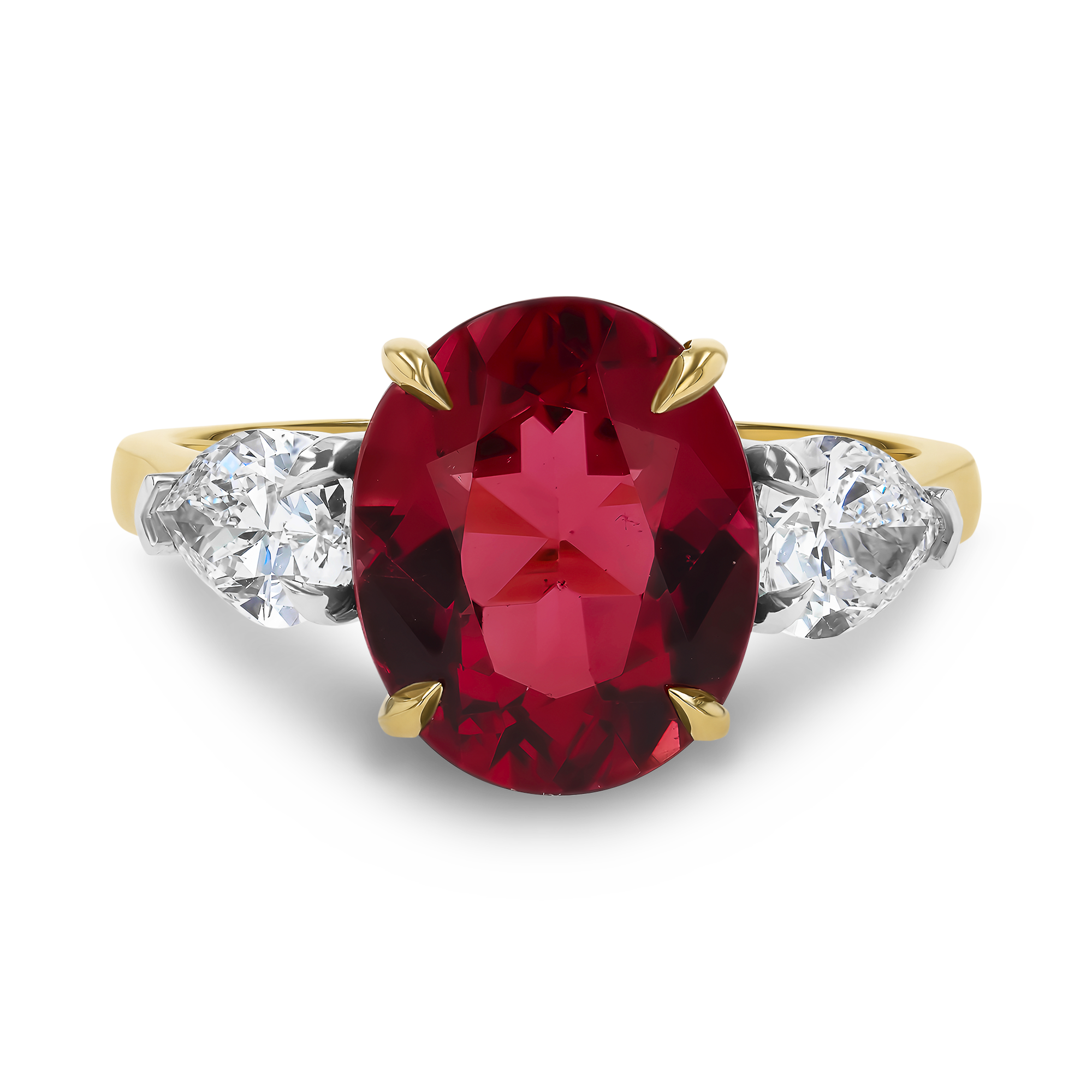 Oval Cut 3.23ct Rubellite and Diamond Ring Oval Cut, Claw Set_2