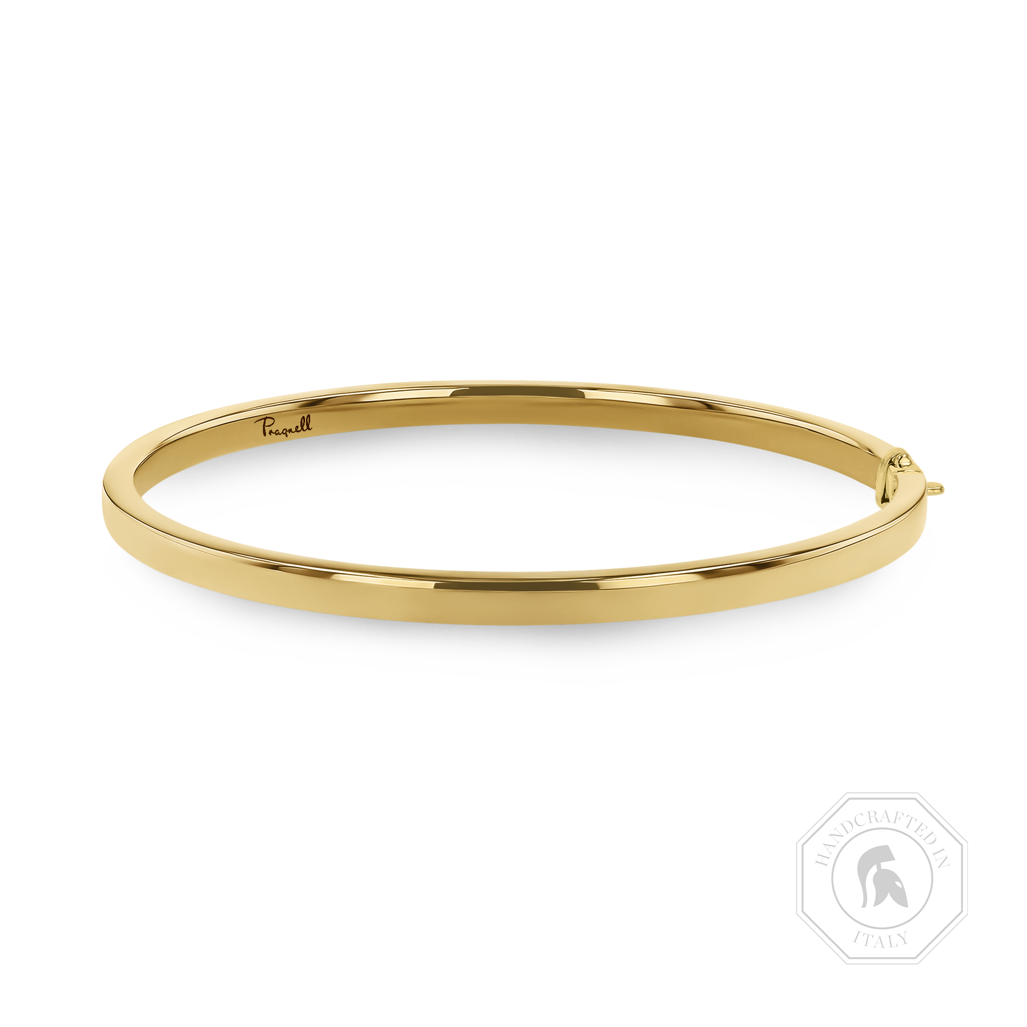 Plain Polished 4mm Square Edged Oval Bangle _1