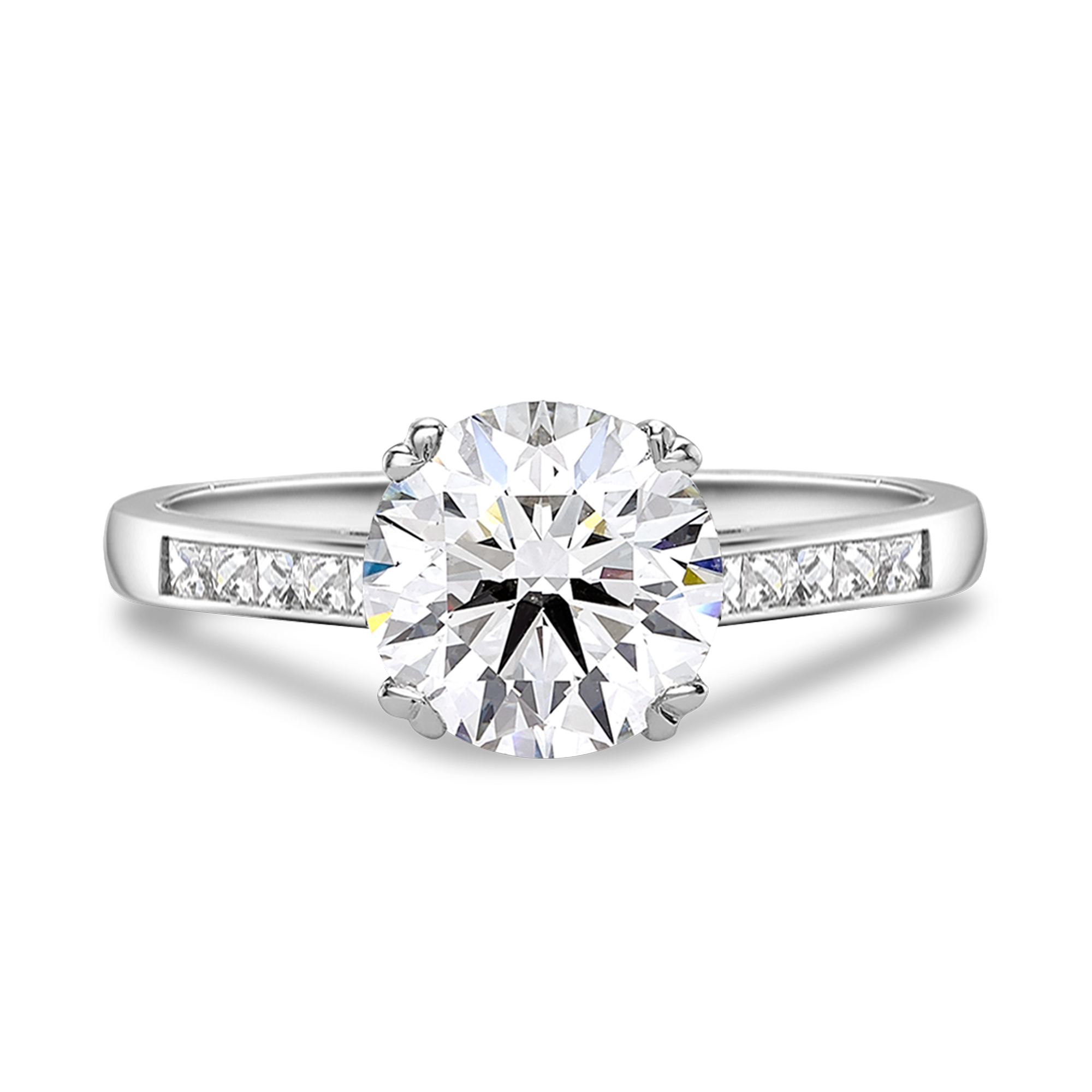 0.73CT Diamond Solitaire Ring Brilliant Cut, Solitaire, French Cut Diamond Shoulders_2