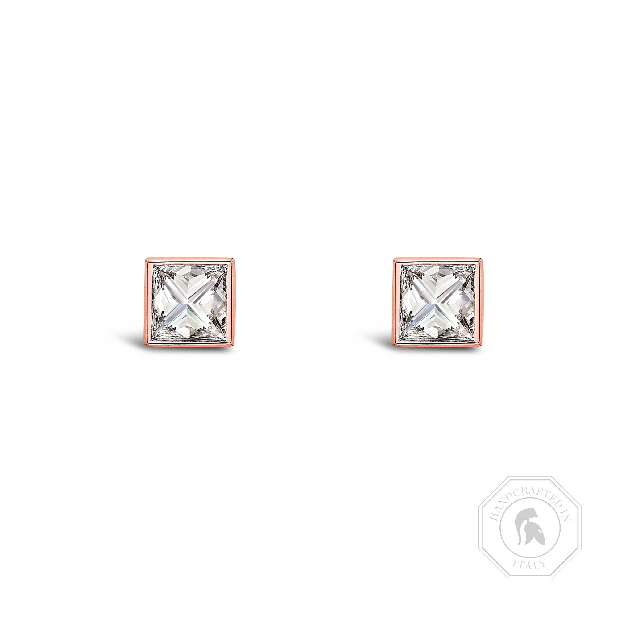 RockChic Diamond Studs Princess Cut, Rubover Set_1