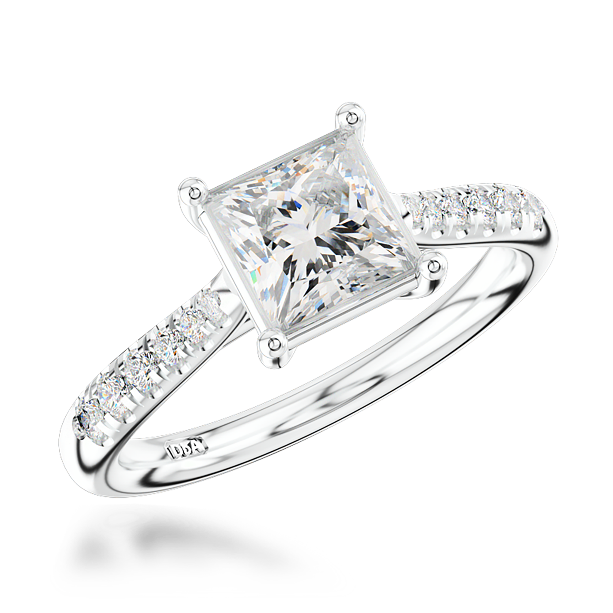 1.00CT Diamond Solitaire Ring Princess Cut. Solitaire. Brilliant Shoulders_1