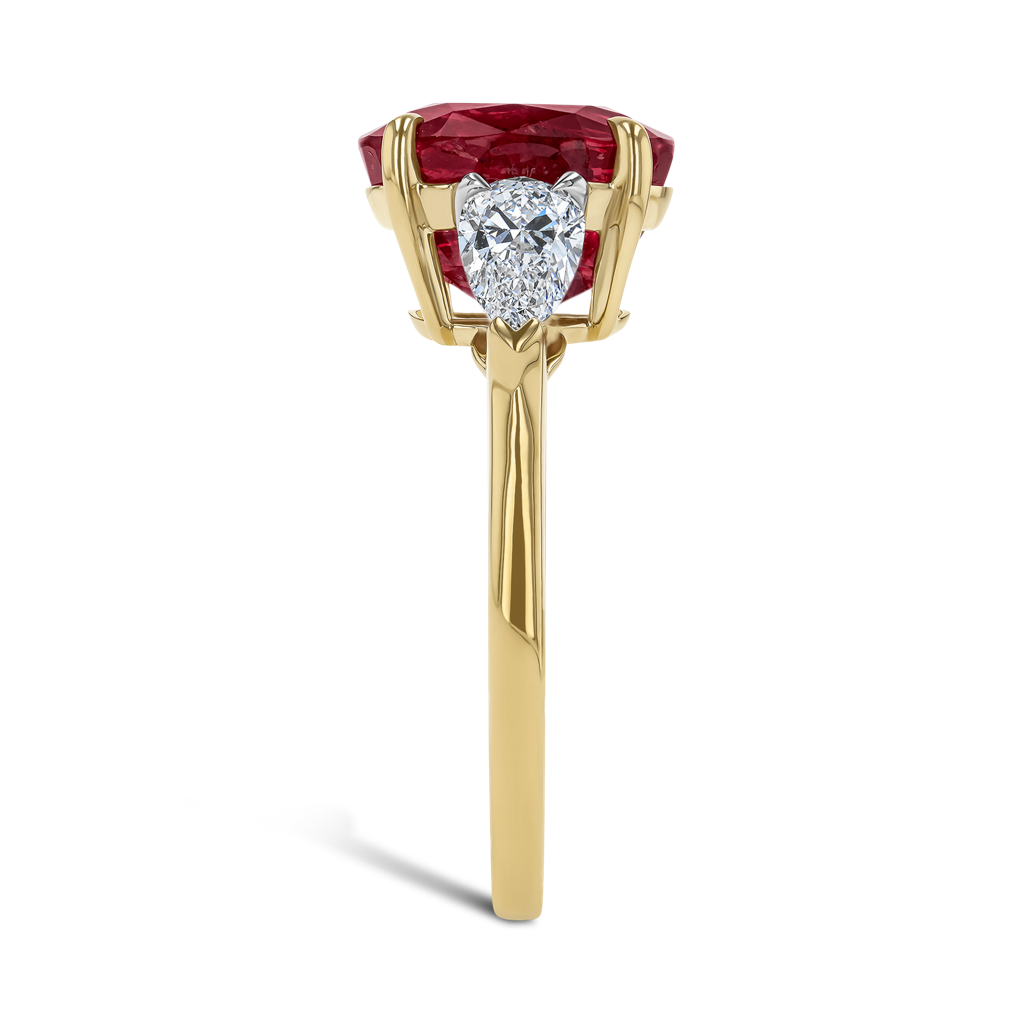 Masterpiece 5.52ct Kenyan Ruby and Diamond Ring Oval & Pear Shaped, Claw Set_4
