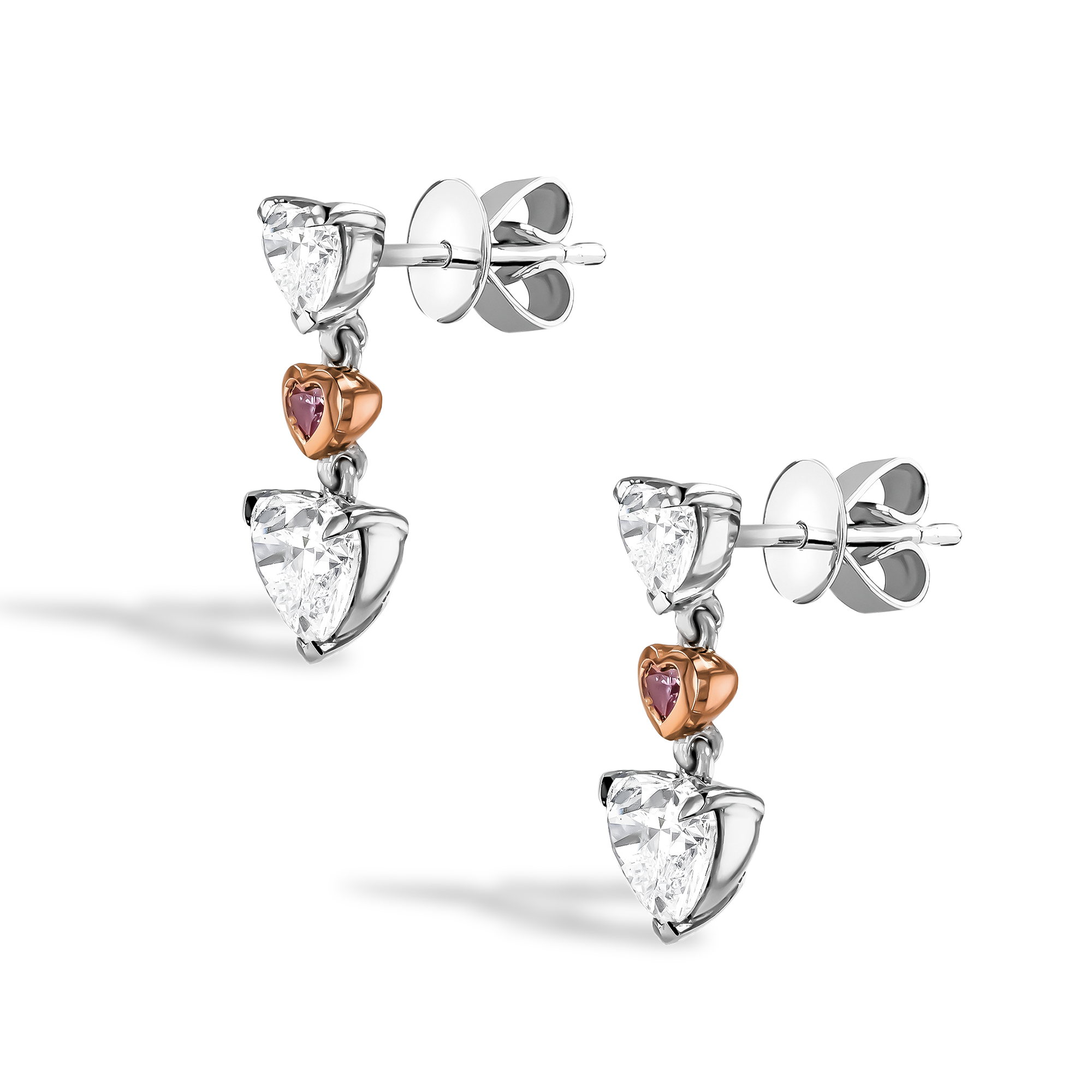 Masterpiece Heartshape Diamond Drop Earrings Heartshape, Claw set_2