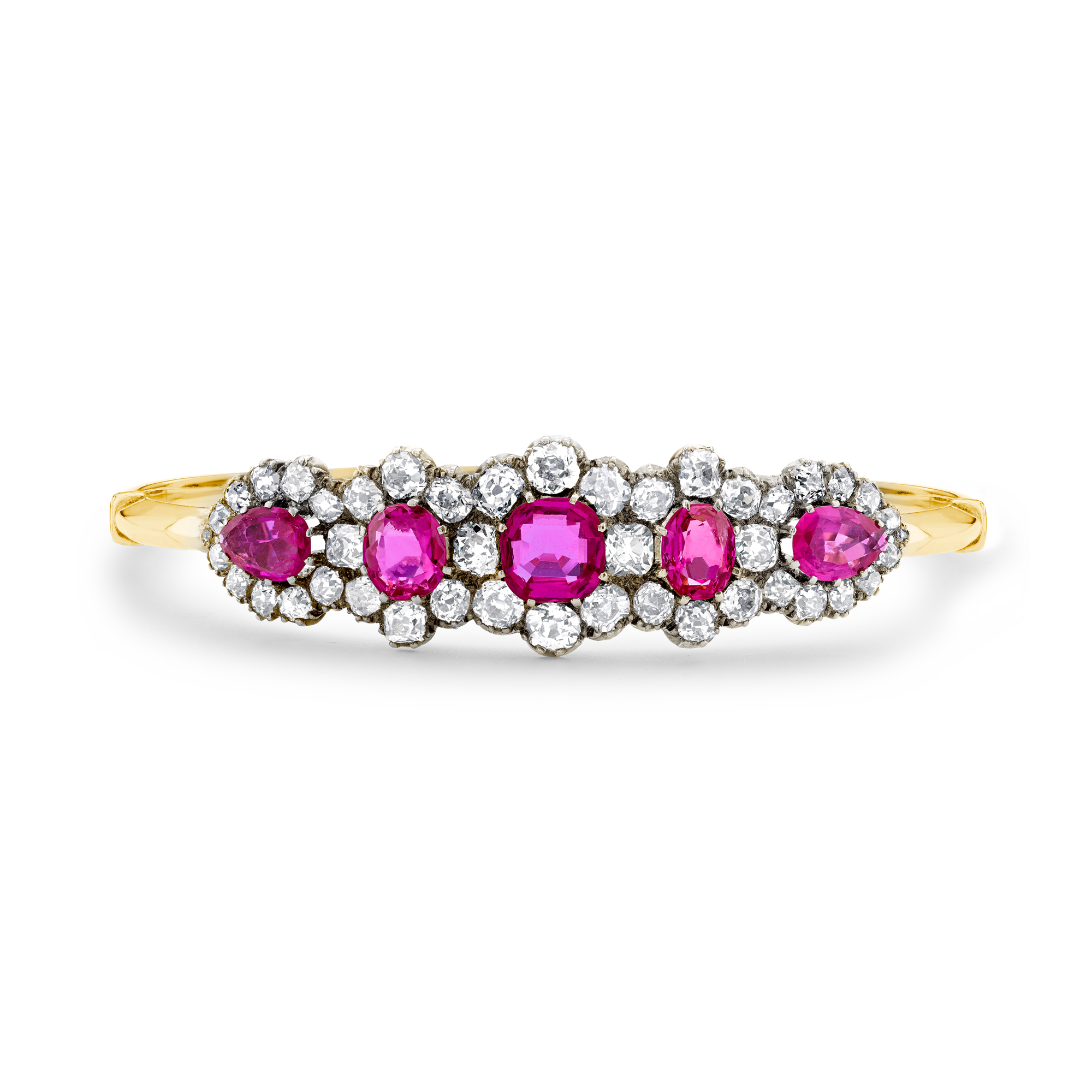 Victorian Burmese Ruby & Diamond Bangle Oval, Cushion, Pear shape, Old European, Swiss & Rose, Claw Set_1